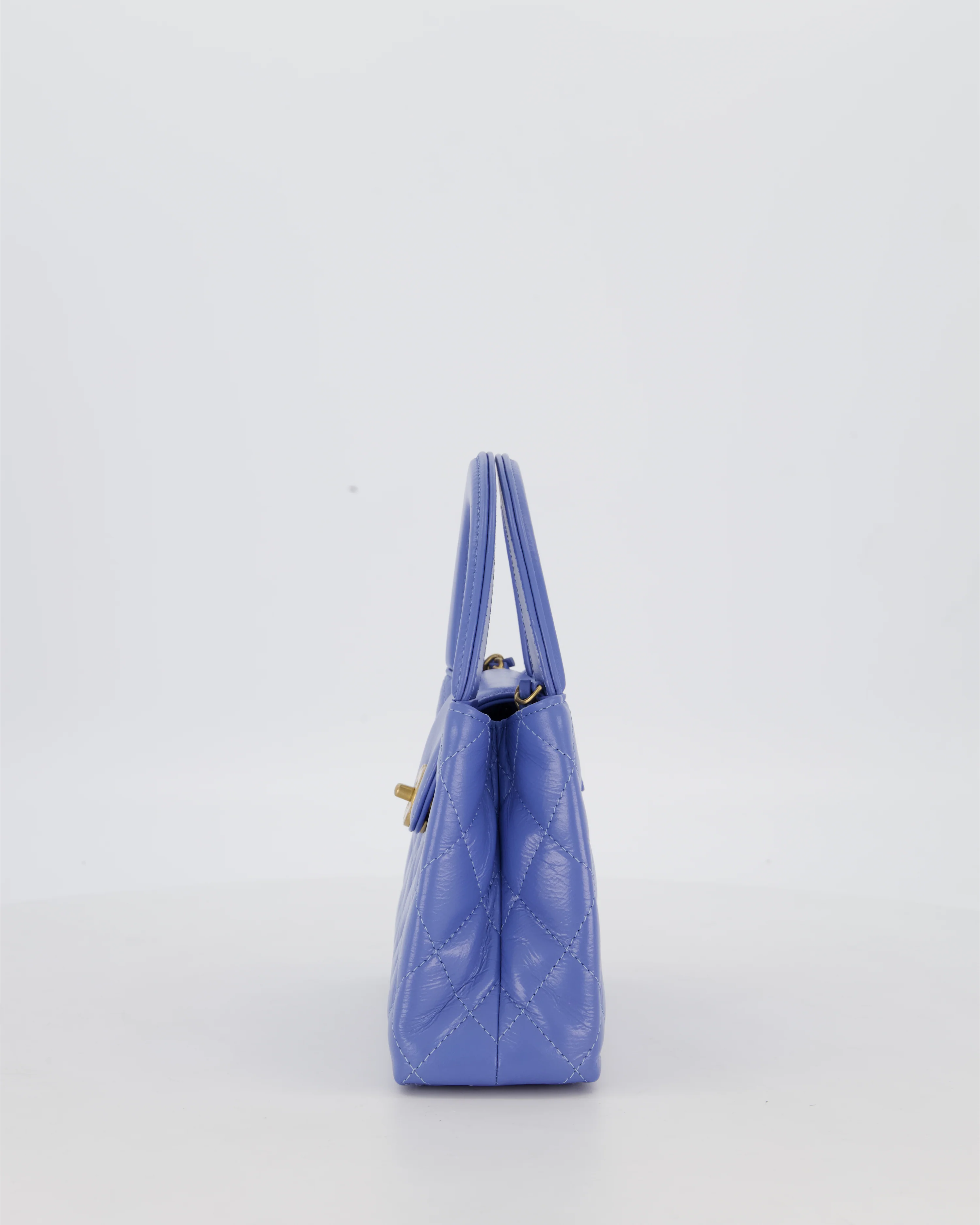 *HOT & RARE* Chanel Sky Blue Small Mini Kelly Shopping Bag in Aged Calfskin Leather with Brushed Gold Hardware - Image 9