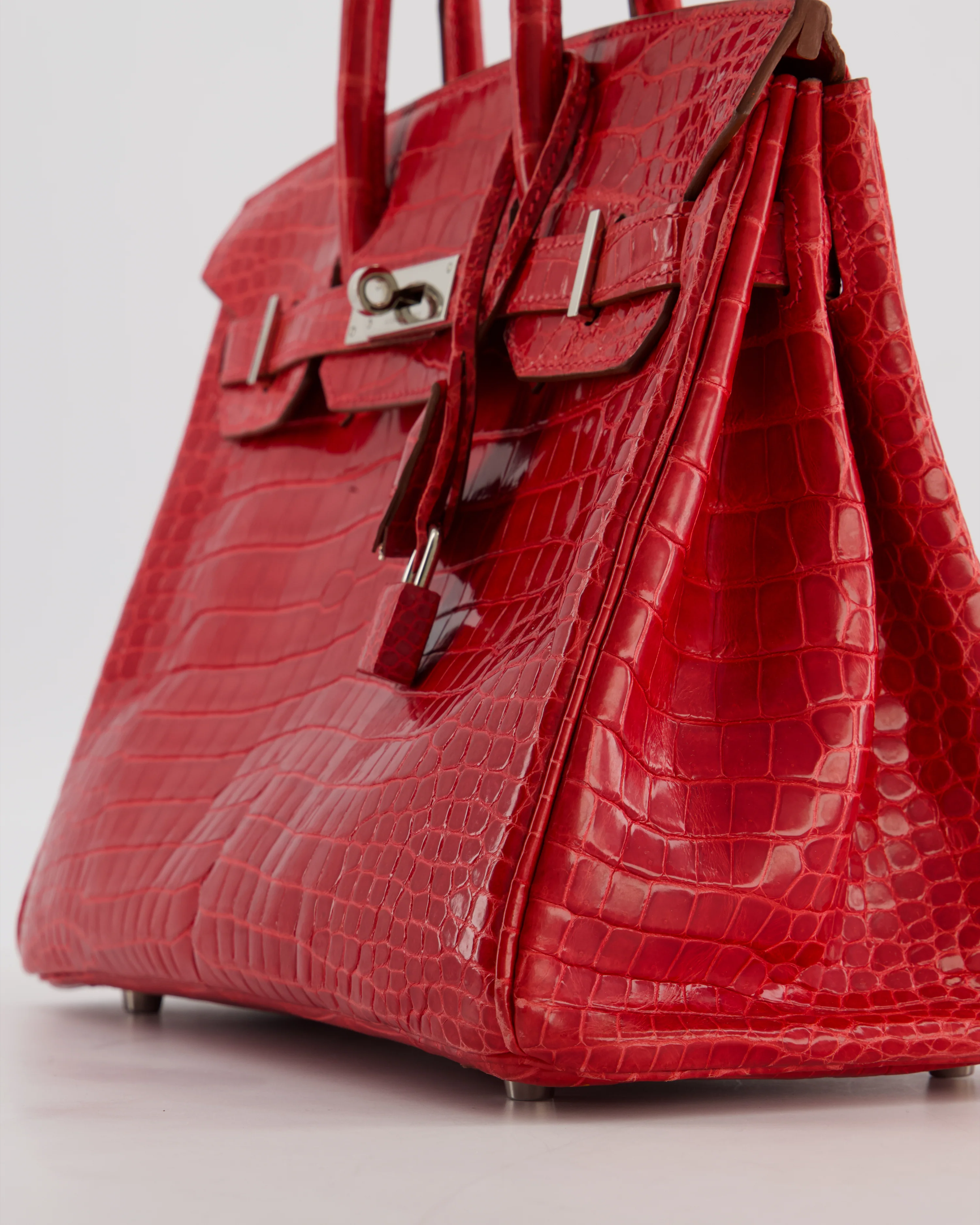 *HOT & RARE* Hermès Birkin 30 Retourne Bag in Braise Shiny Porosus Crocodile Leather with Palladium Hardware - Image 10