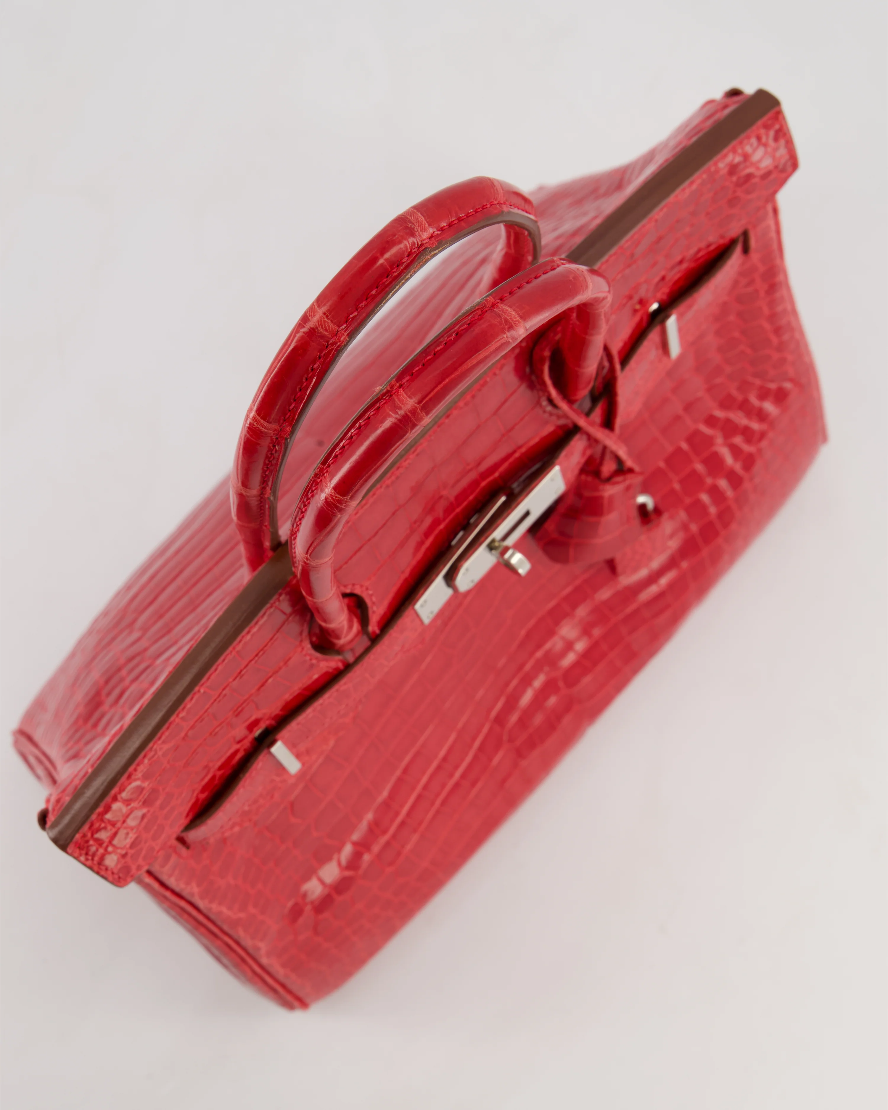 *HOT & RARE* Hermès Birkin 30 Retourne Bag in Braise Shiny Porosus Crocodile Leather with Palladium Hardware - Image 14