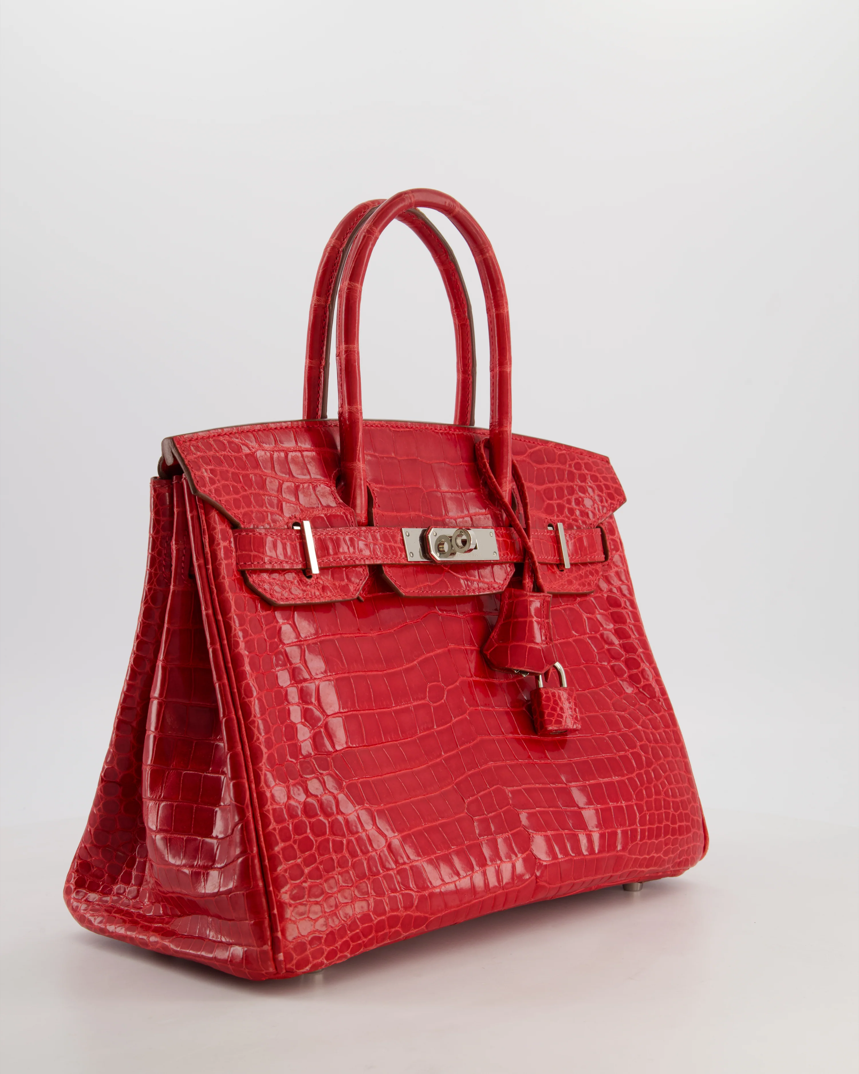*HOT & RARE* Hermès Birkin 30 Retourne Bag in Braise Shiny Porosus Crocodile Leather with Palladium Hardware - Image 15