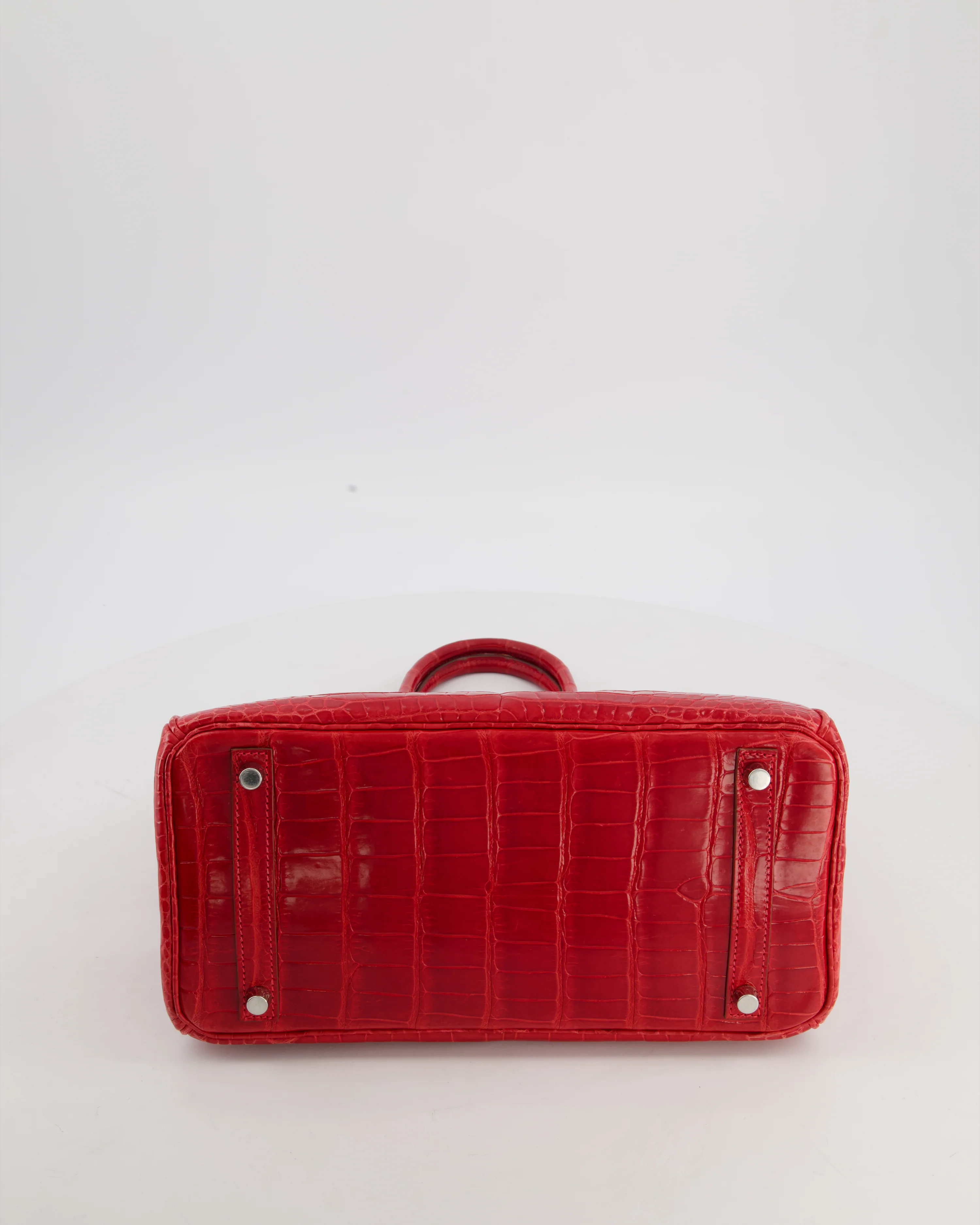 *HOT & RARE* Hermès Birkin 30 Retourne Bag in Braise Shiny Porosus Crocodile Leather with Palladium Hardware - Image 16