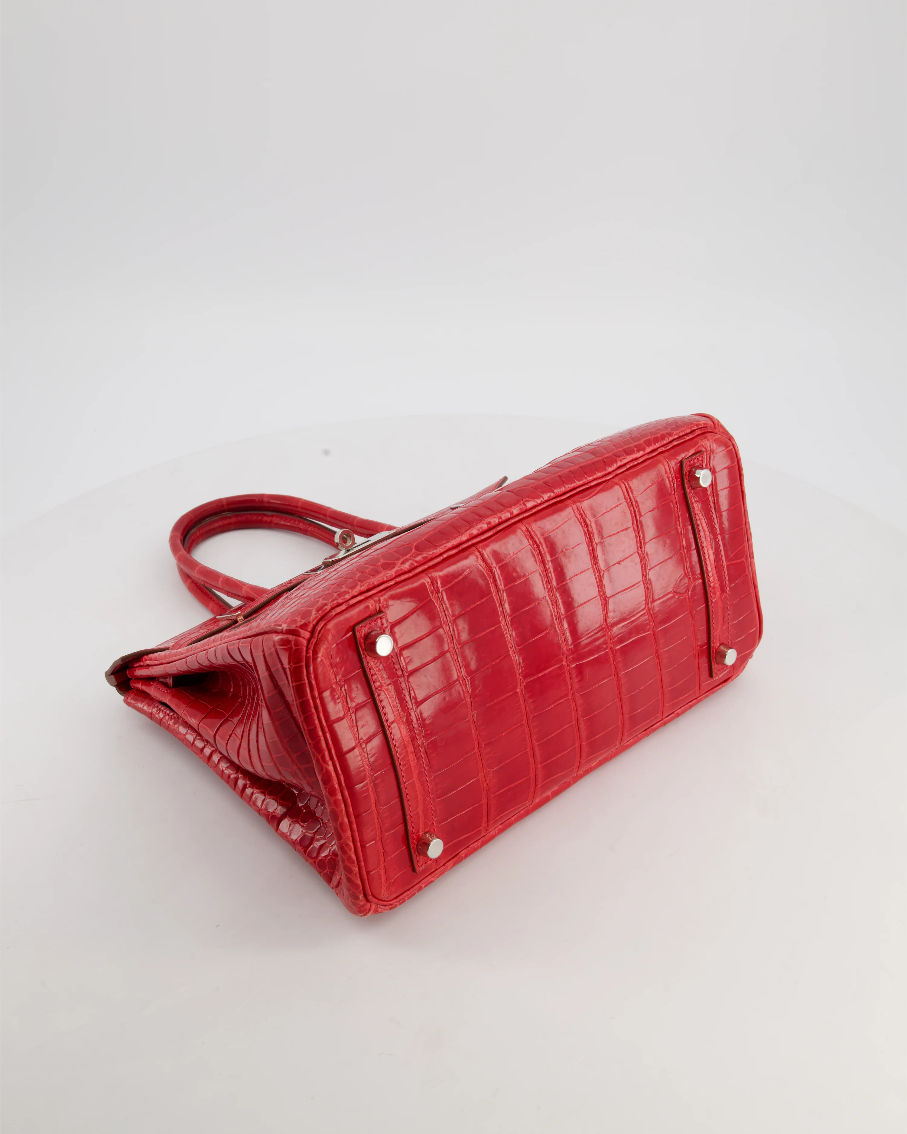 *HOT & RARE* Hermès Birkin 30 Retourne Bag in Braise Shiny Porosus Crocodile Leather with Palladium Hardware - Image 17