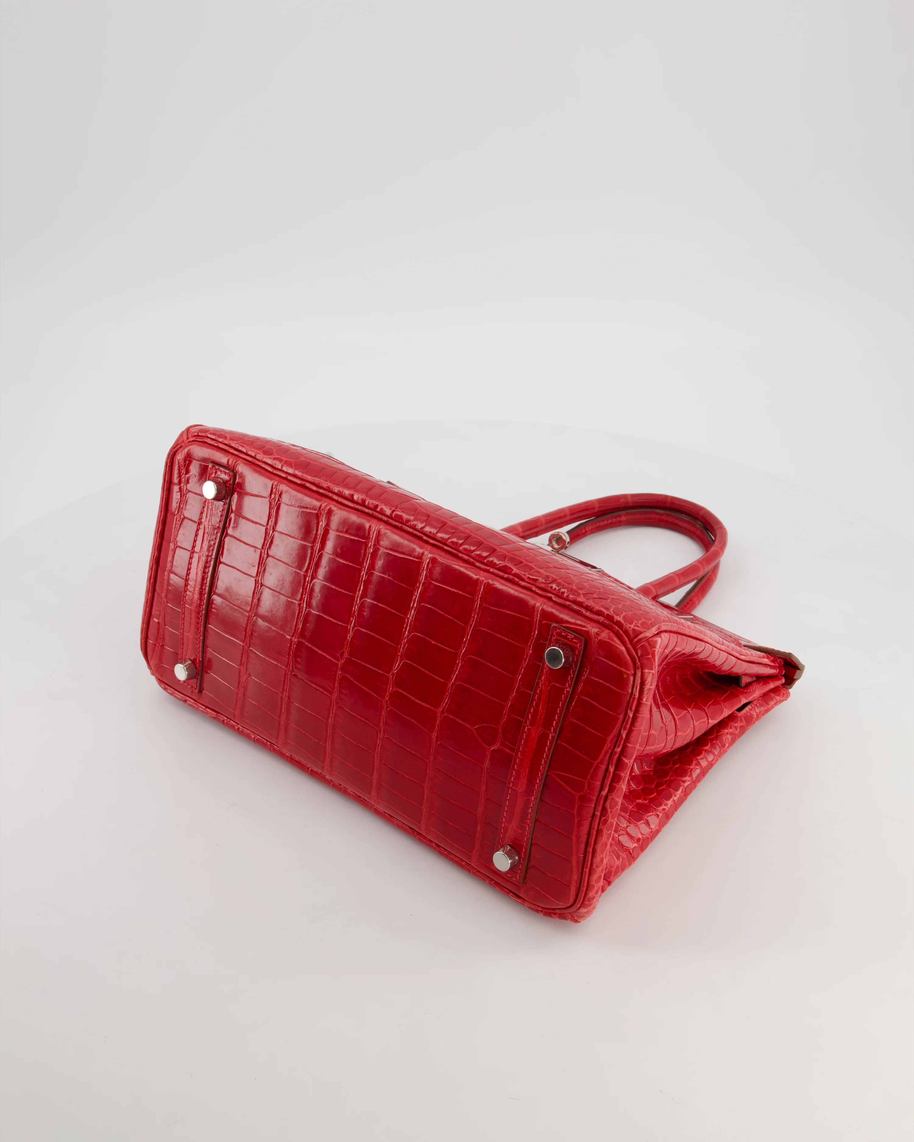 *HOT & RARE* Hermès Birkin 30 Retourne Bag in Braise Shiny Porosus Crocodile Leather with Palladium Hardware - Image 18