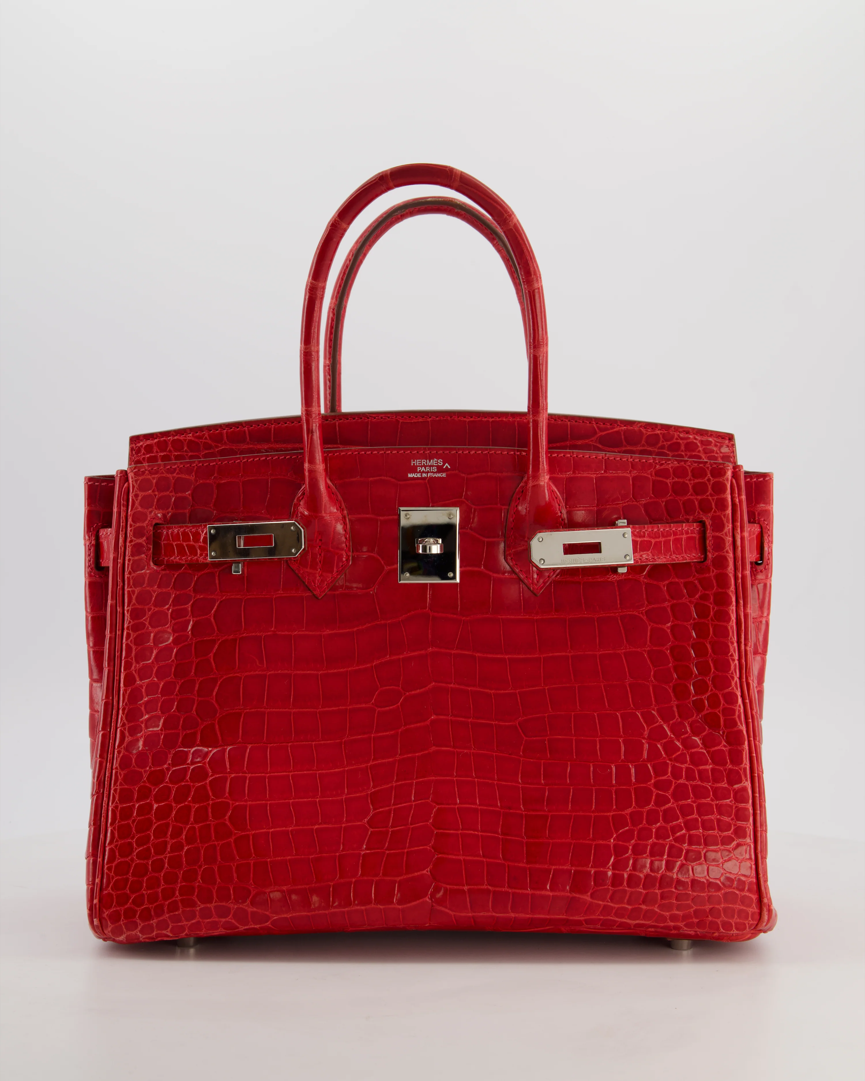 *HOT & RARE* Hermès Birkin 30 Retourne Bag in Braise Shiny Porosus Crocodile Leather with Palladium Hardware - Image 2