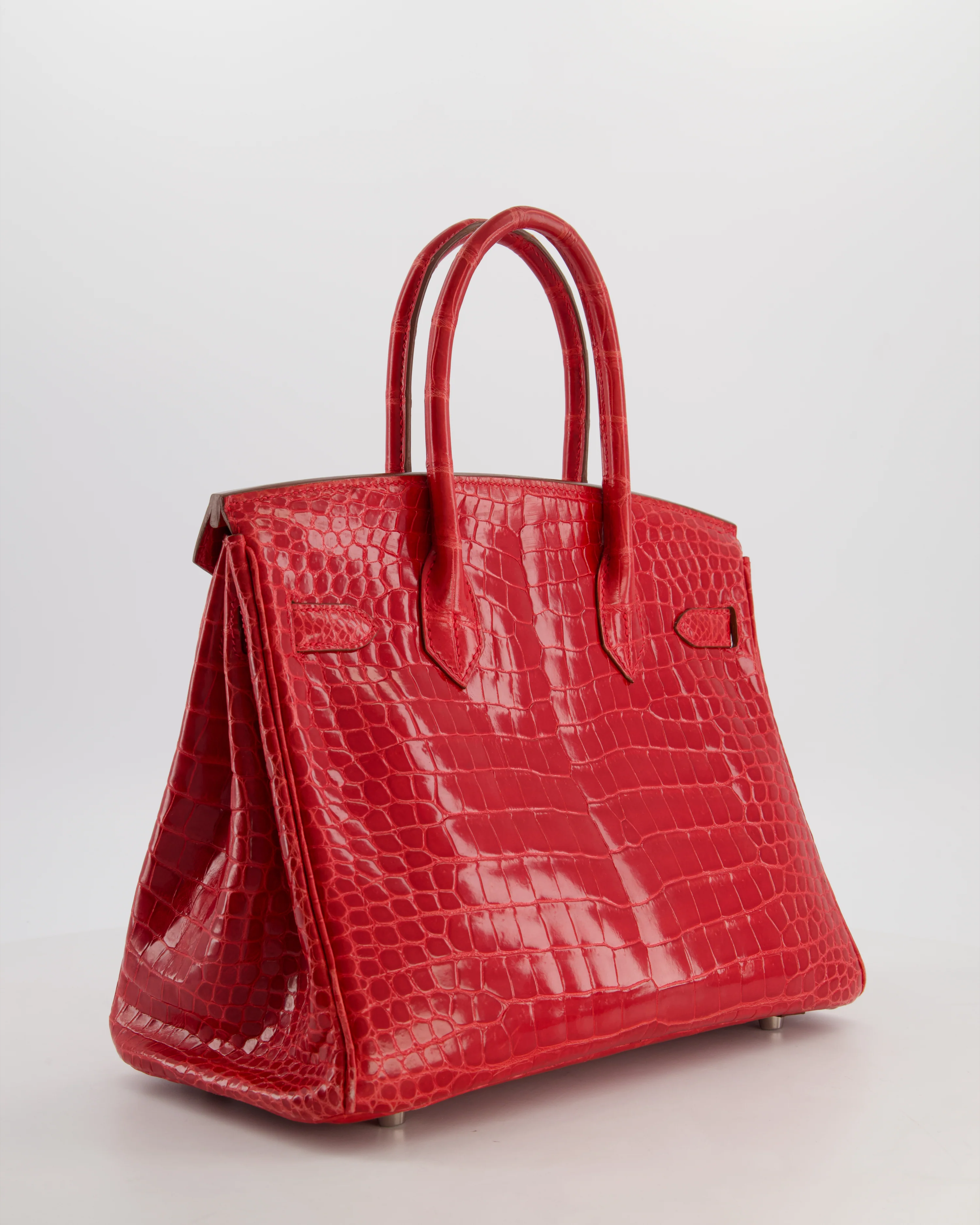 *HOT & RARE* Hermès Birkin 30 Retourne Bag in Braise Shiny Porosus Crocodile Leather with Palladium Hardware - Image 6