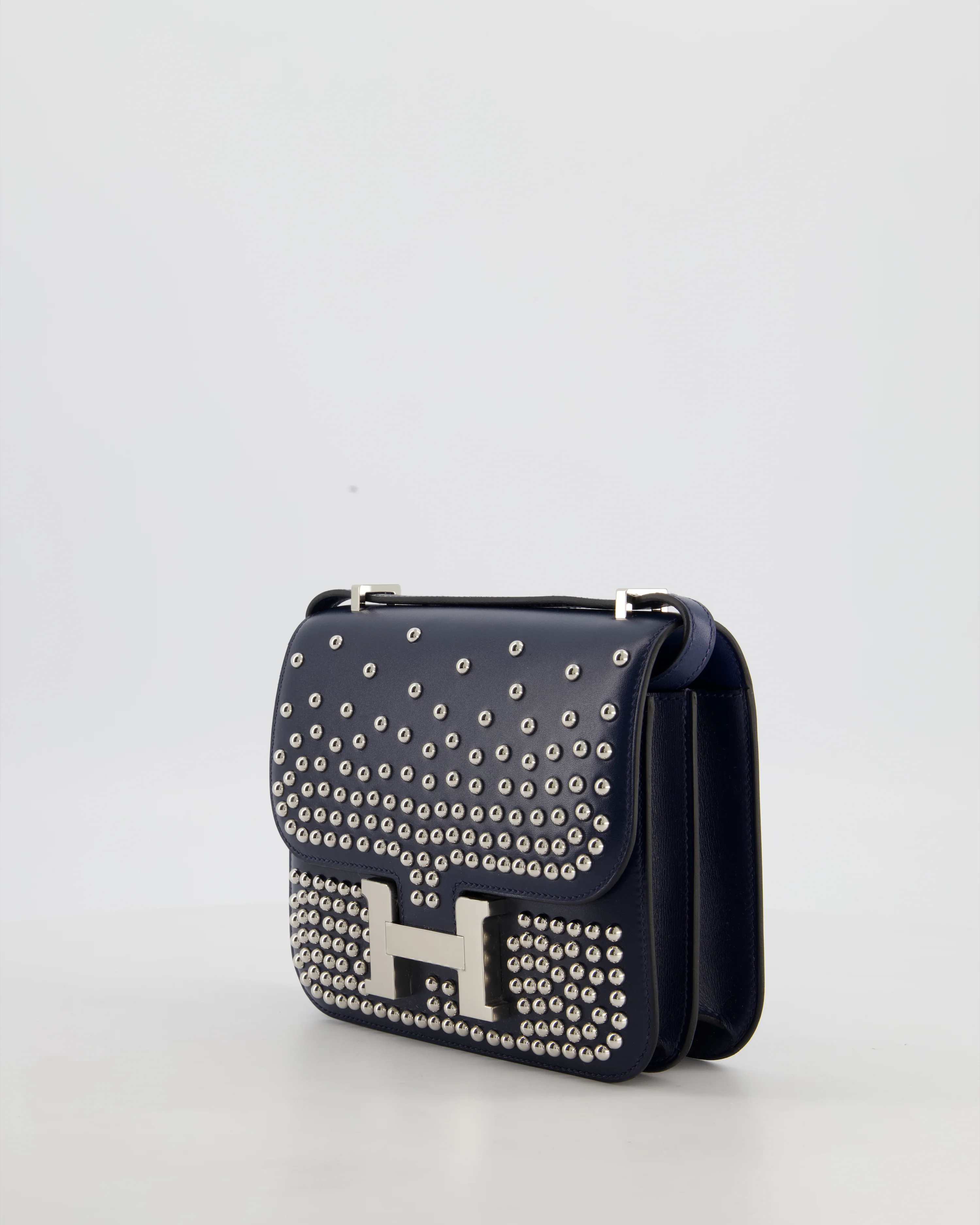 *HOT & RARE* Hermès Mini Constance III Miroir 18 Bag in Bleu Abysse Calfskin Box Leather with Palladium Hardware - Image 11