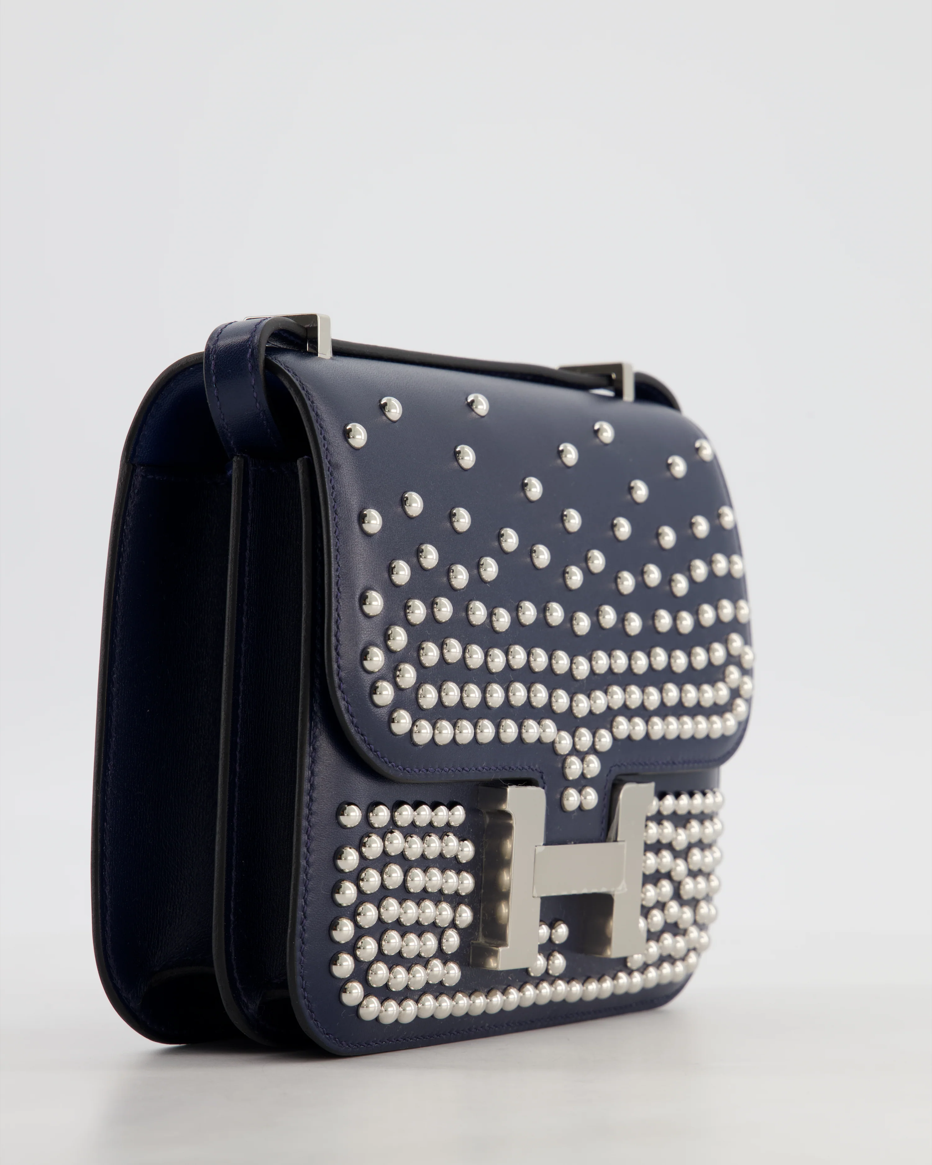 *HOT & RARE* Hermès Mini Constance III Miroir 18 Bag in Bleu Abysse Calfskin Box Leather with Palladium Hardware - Image 12
