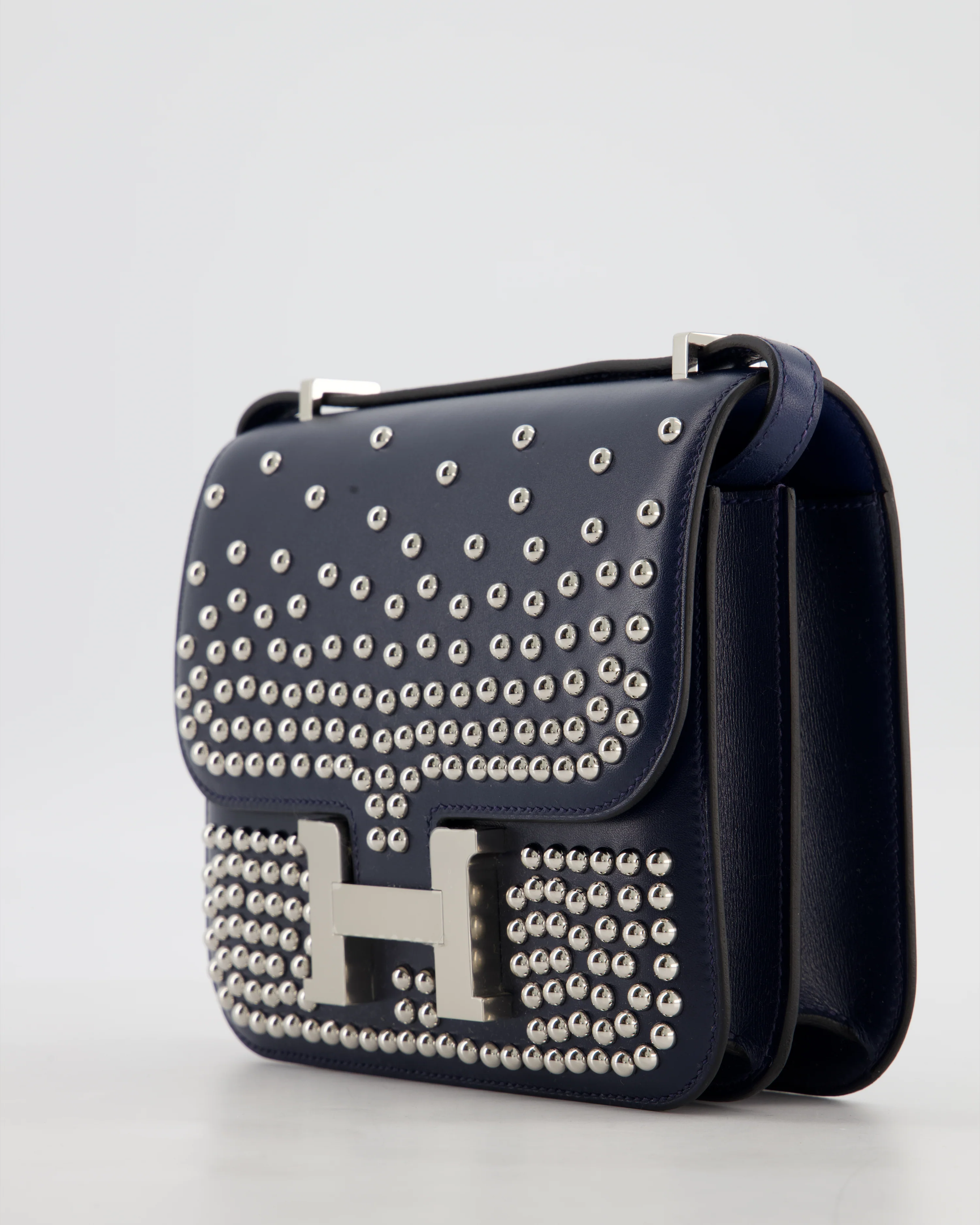 *HOT & RARE* Hermès Mini Constance III Miroir 18 Bag in Bleu Abysse Calfskin Box Leather with Palladium Hardware - Image 13