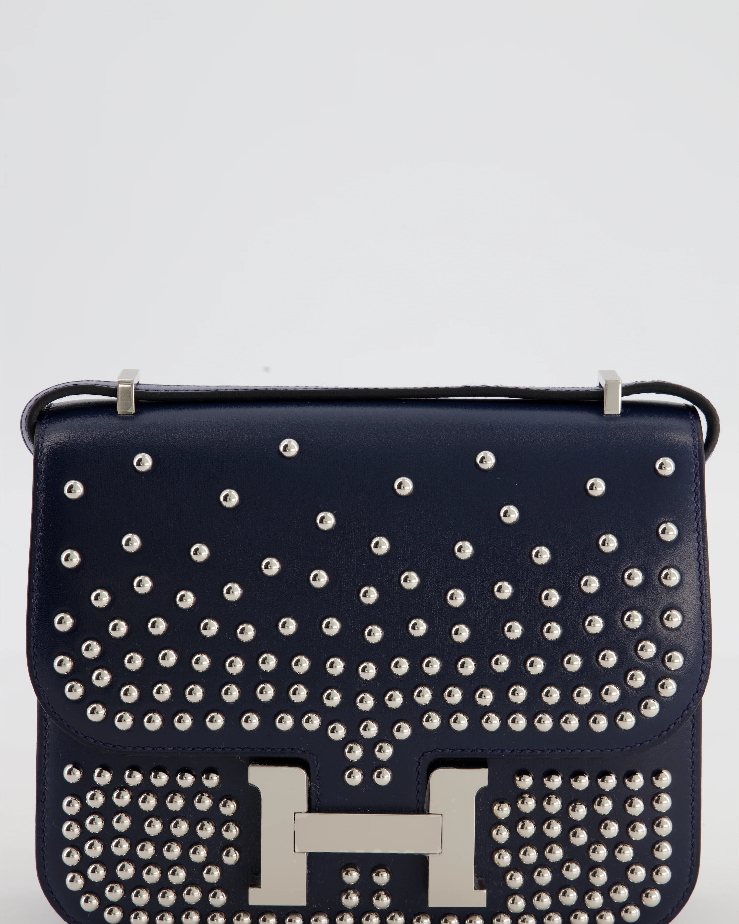 *HOT & RARE* Hermès Mini Constance III Miroir 18 Bag in Bleu Abysse Calfskin Box Leather with Palladium Hardware - Image 16