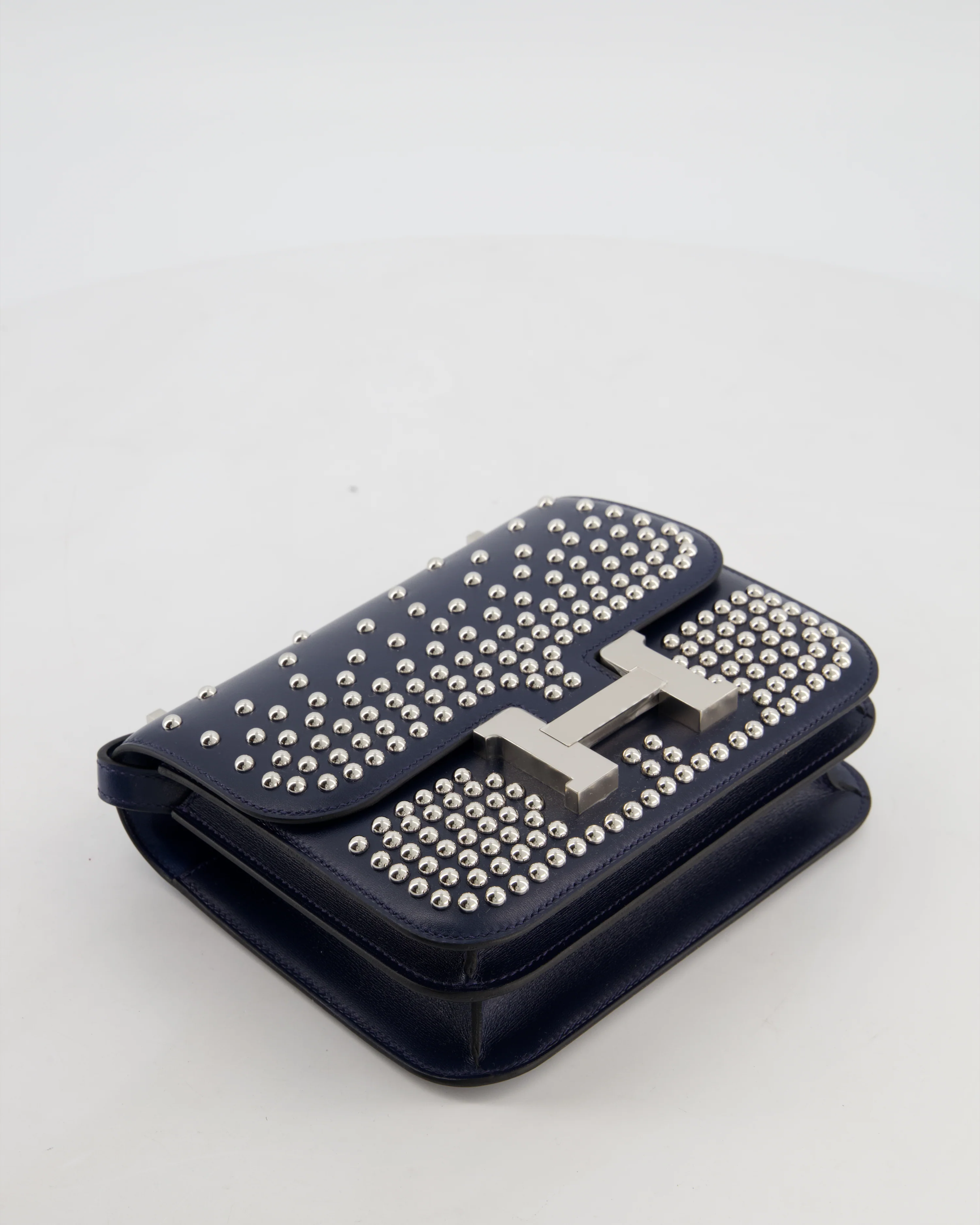 *HOT & RARE* Hermès Mini Constance III Miroir 18 Bag in Bleu Abysse Calfskin Box Leather with Palladium Hardware - Image 19
