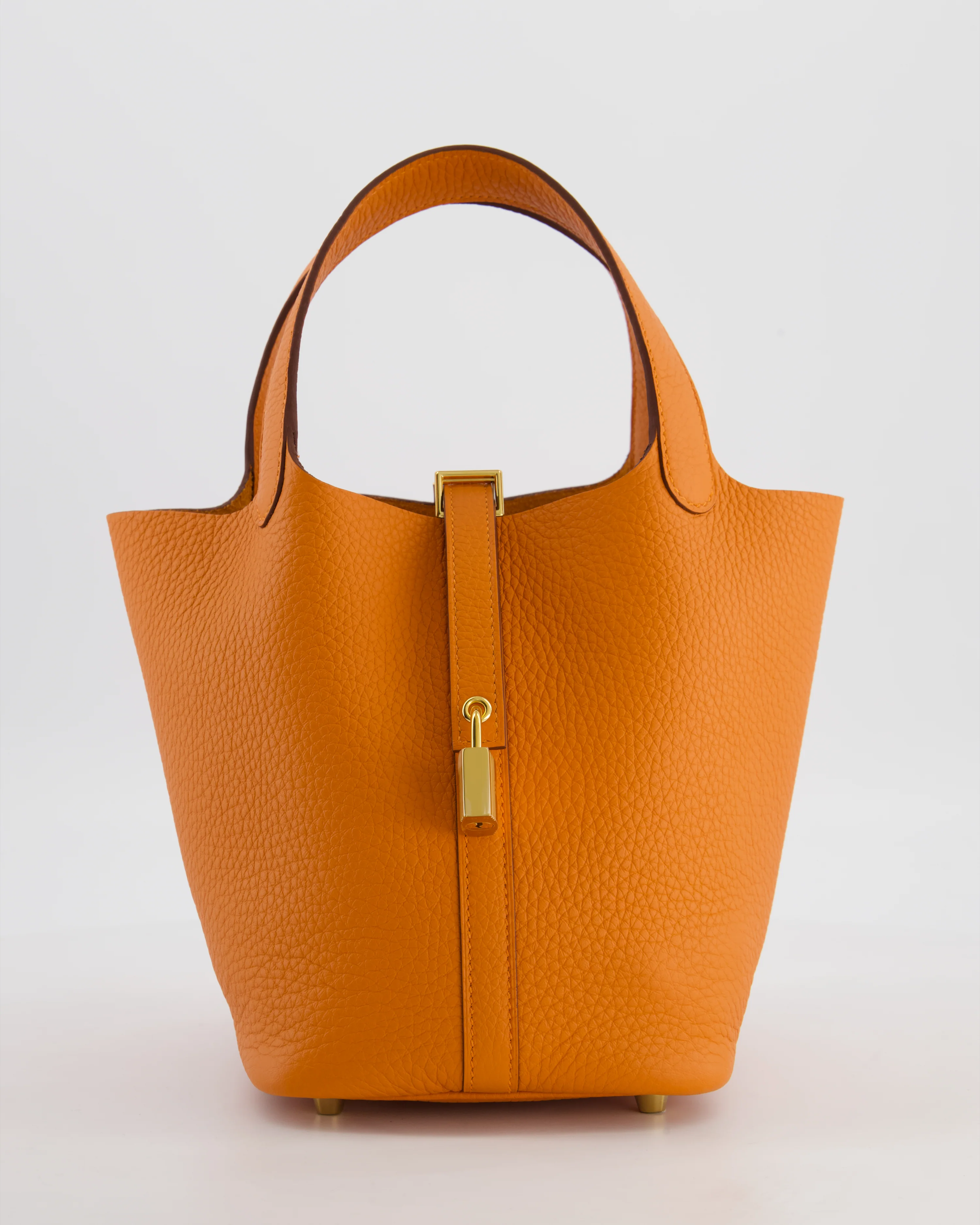 *HOT & RARE* Hermès Picotin Lock 18 Bag in Orange H Taurillon Clemence Leather with Gold Hardware