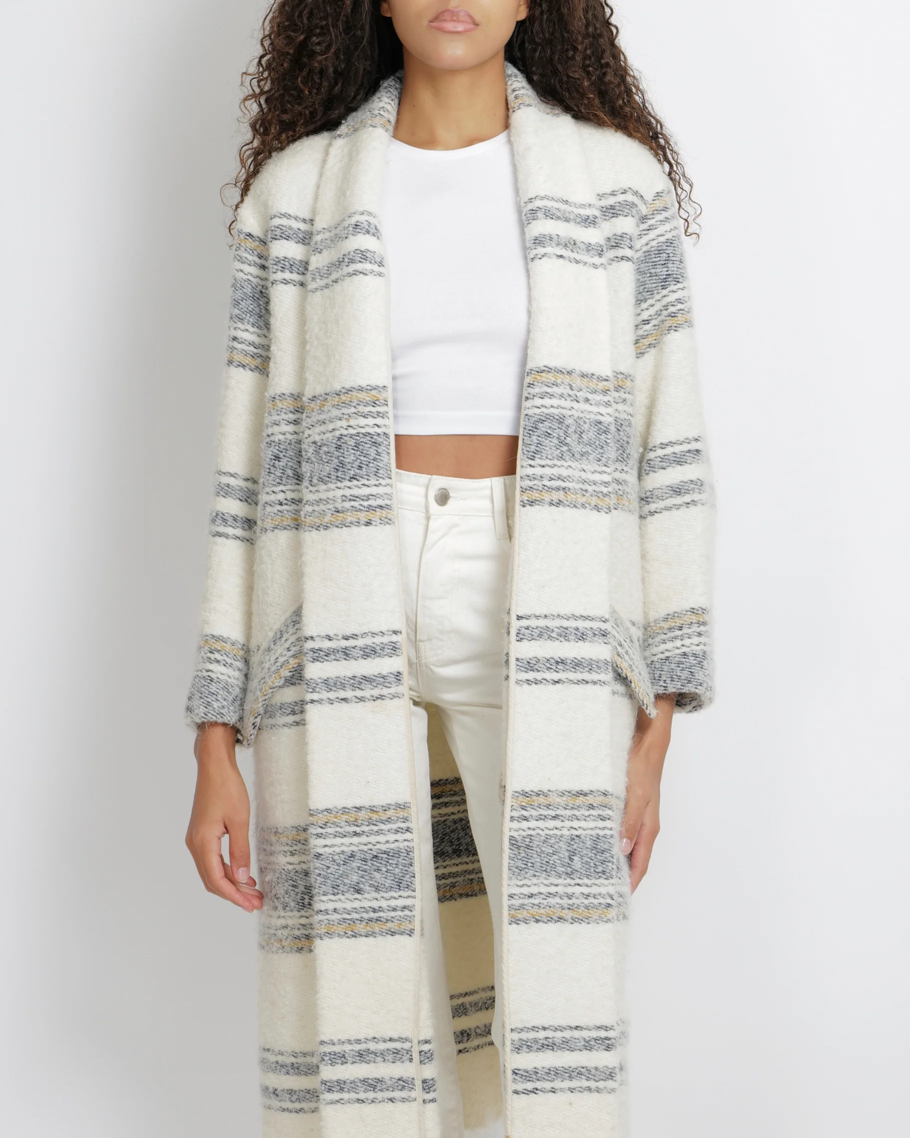 Isabel Marant Etoile White and Navy Striped Coat Size FR 36 (UK 8) - Image 2