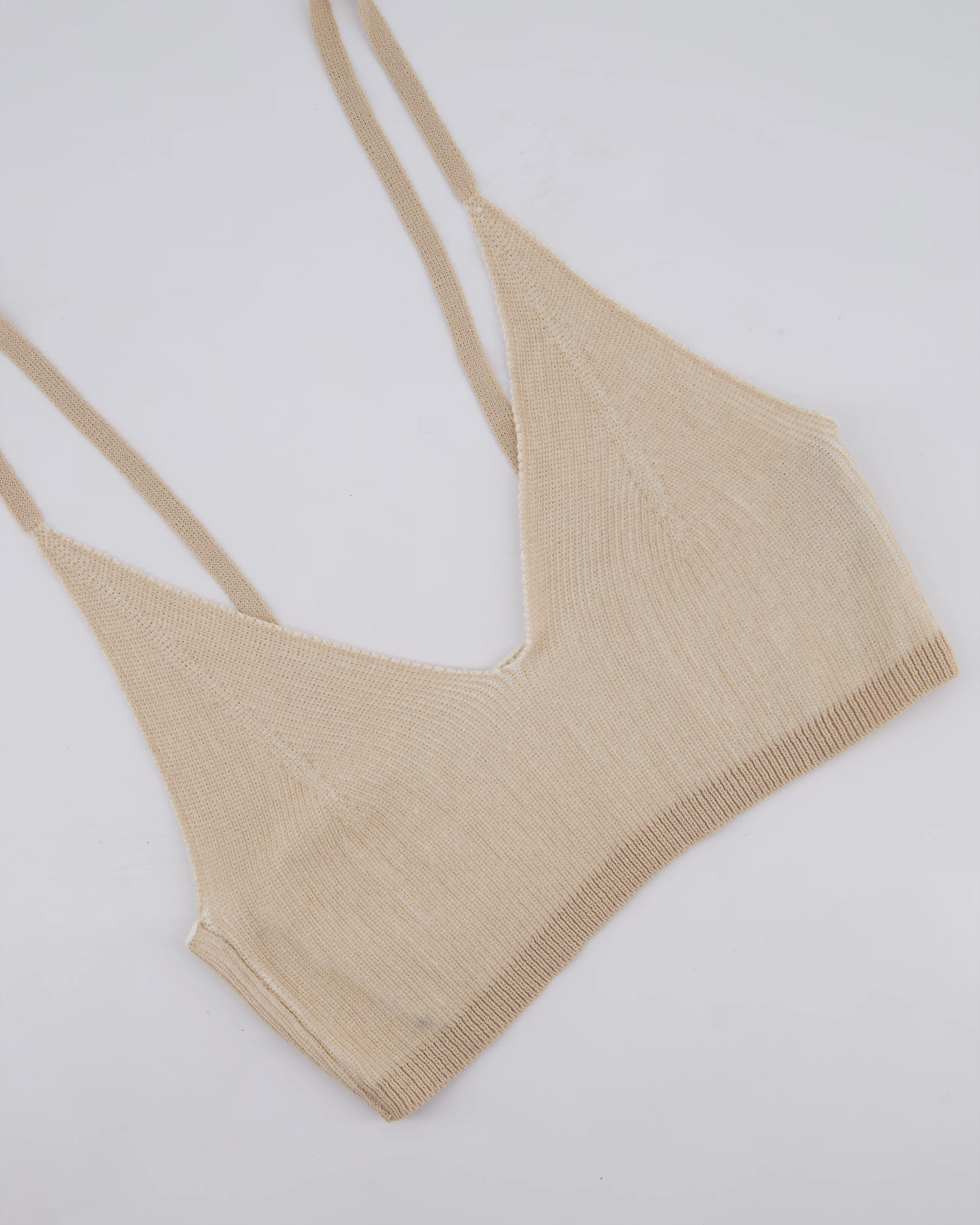 Jacquemus Beige Rib Knit Mini Shorts and Crop Top Set Size Small - Image 10