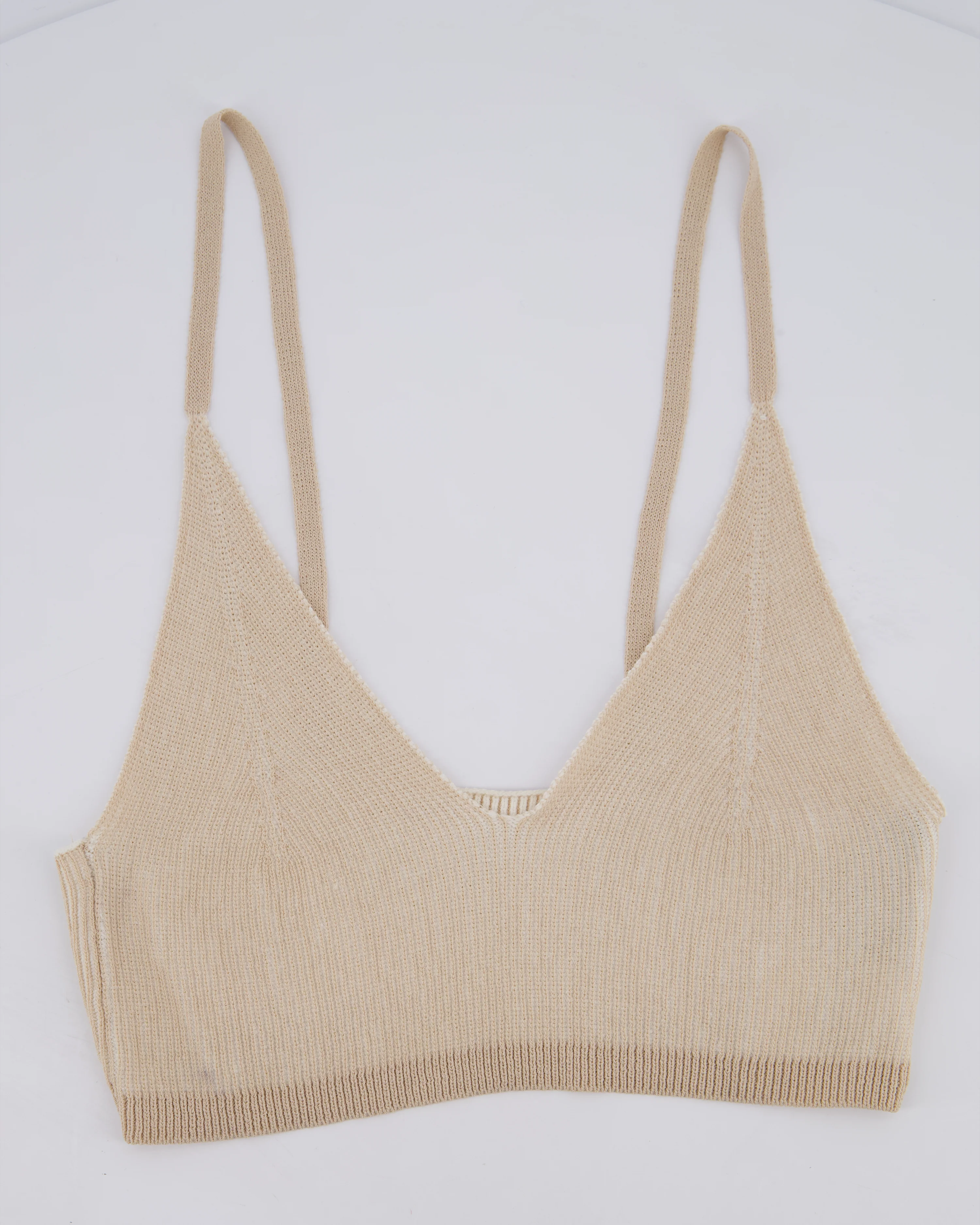 Jacquemus Beige Rib Knit Mini Shorts and Crop Top Set Size Small - Image 11