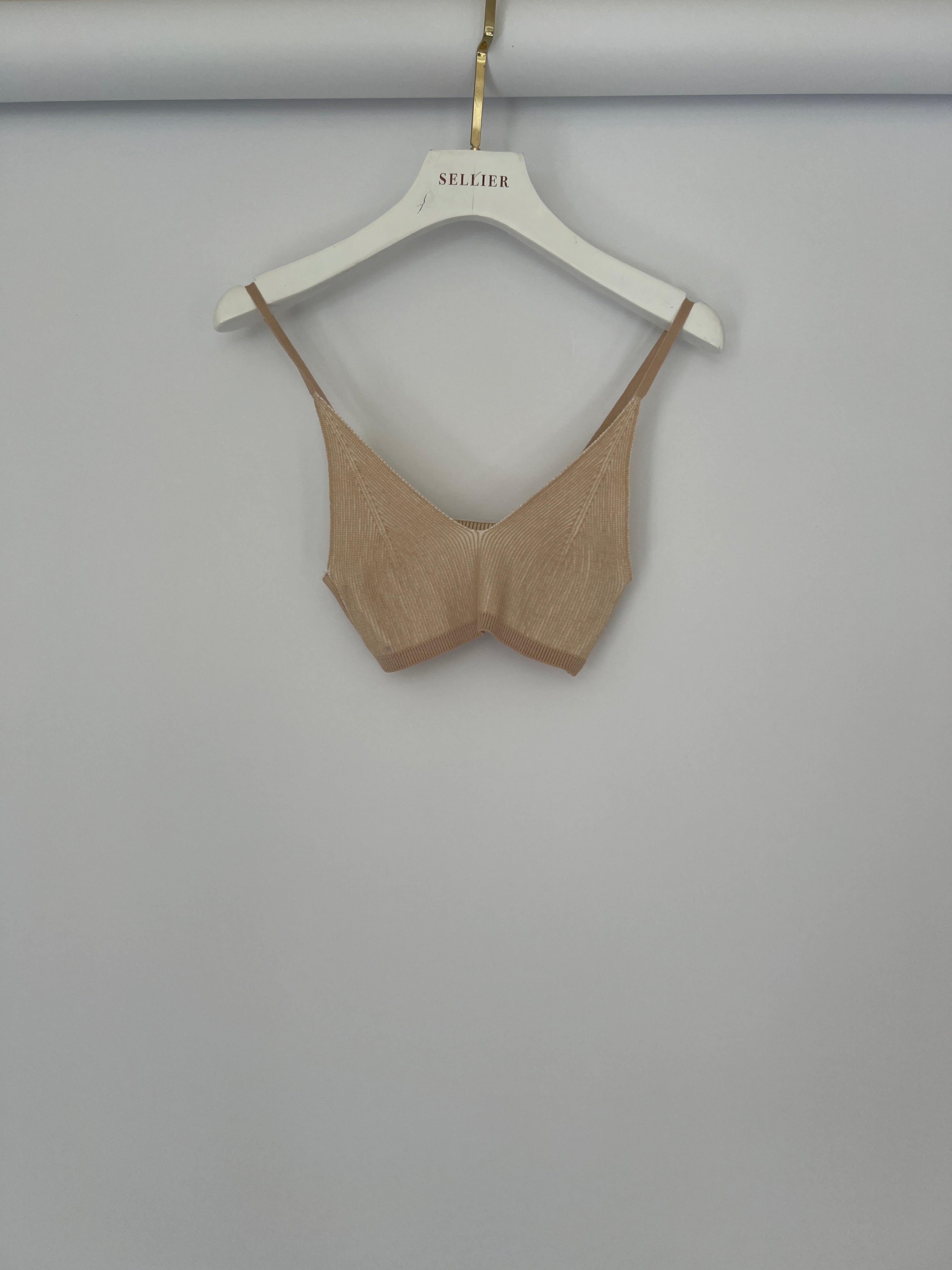 Jacquemus Beige Rib Knit Mini Shorts and Crop Top Set Size Small - Image 16
