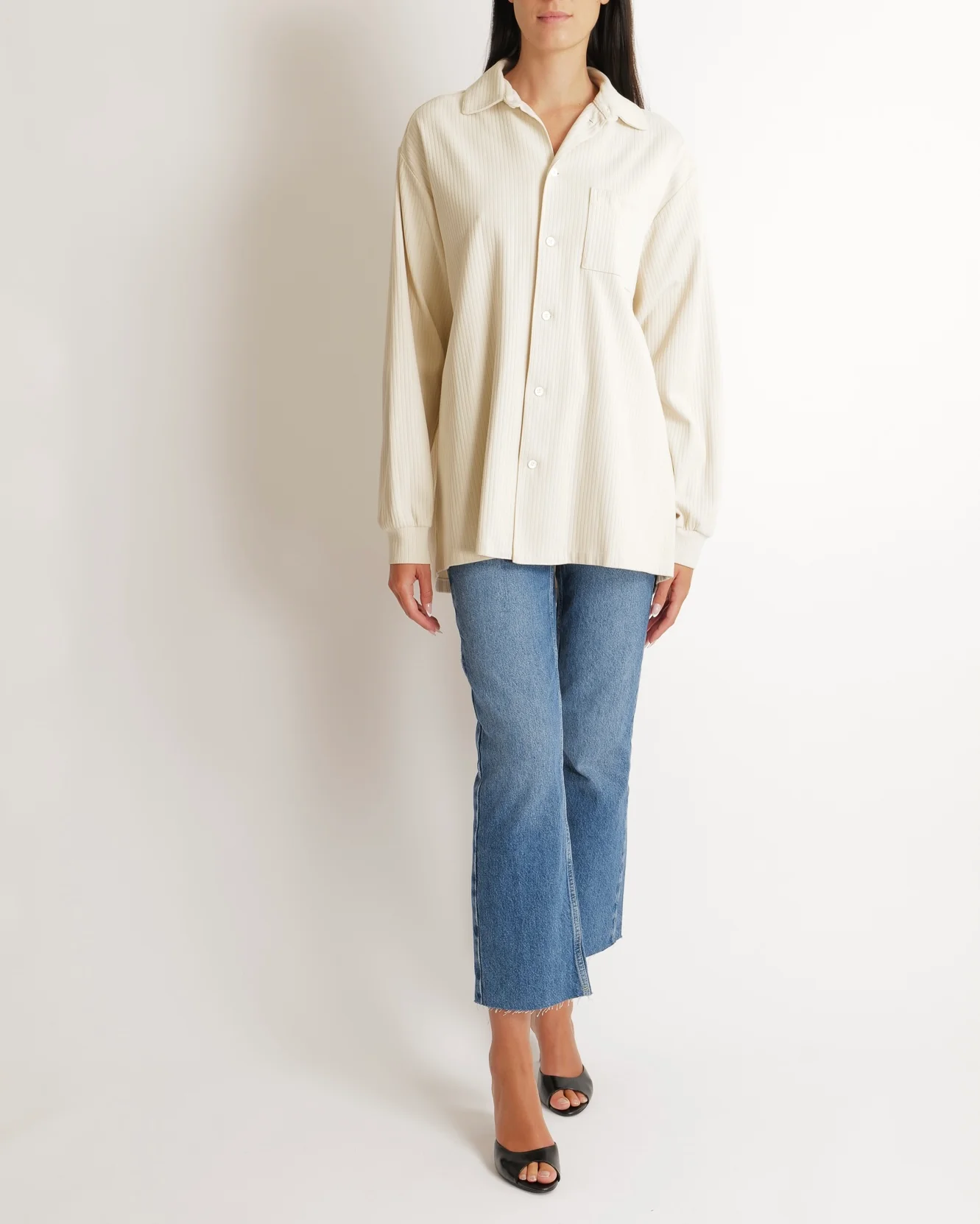 Jacquemus Beige Ribbed Shirt with Embroidered Logo and Pocket Detail Size M (UK 10) - Image 2