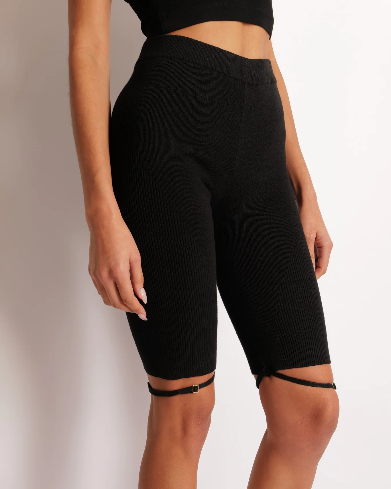 Jacquemus Black Biker Shorts with Strap Details Size FR 36 (UK 8) - Image 2