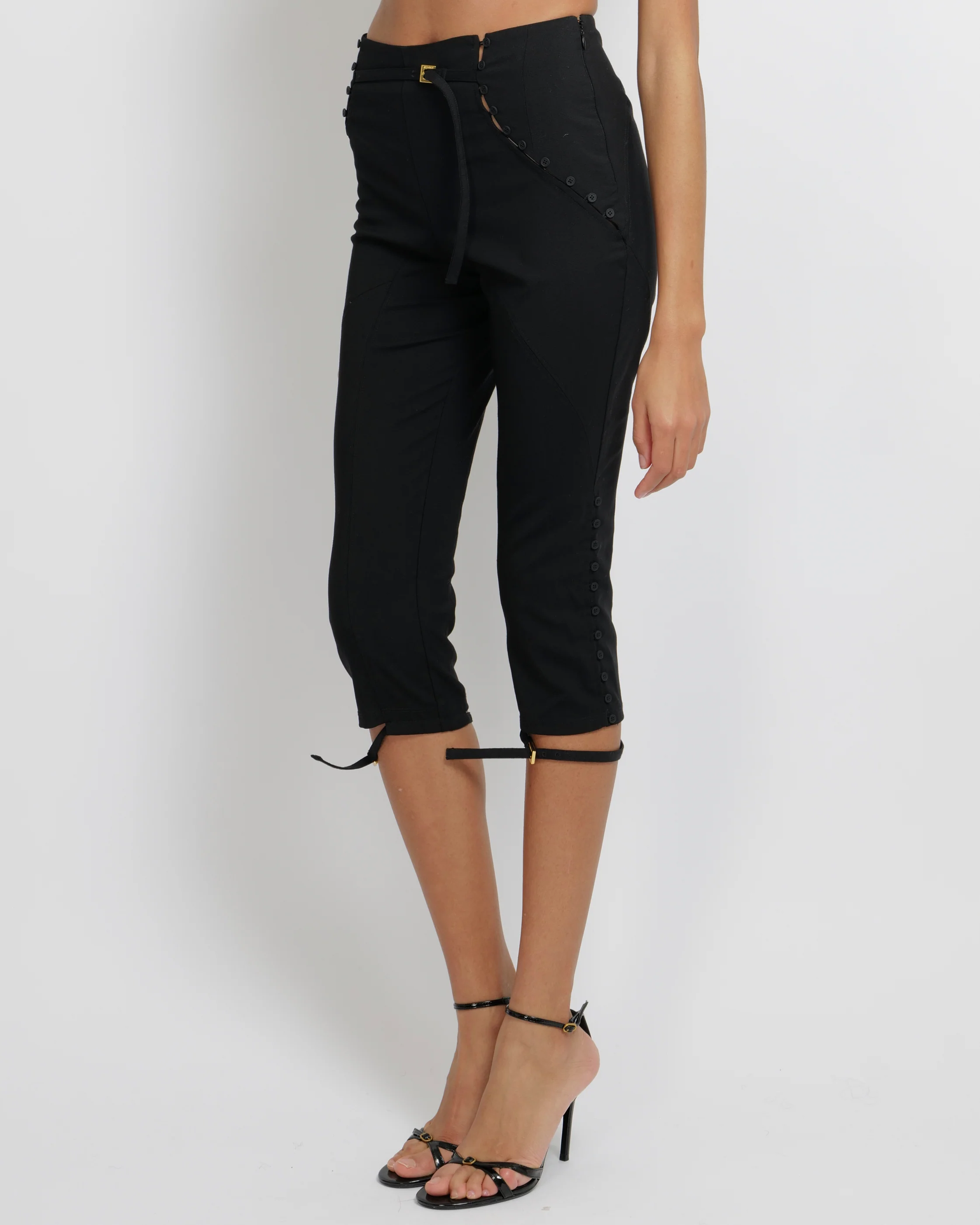 Jacquemus Black Le Caraco Trousers with Button and Buckles Details Size FR 38 (UK 10) - Image 2