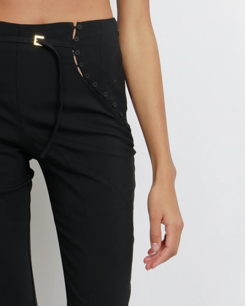 Jacquemus Black Le Caraco Trousers with Button and Buckles Details Size FR 38 (UK 10) - Image 3