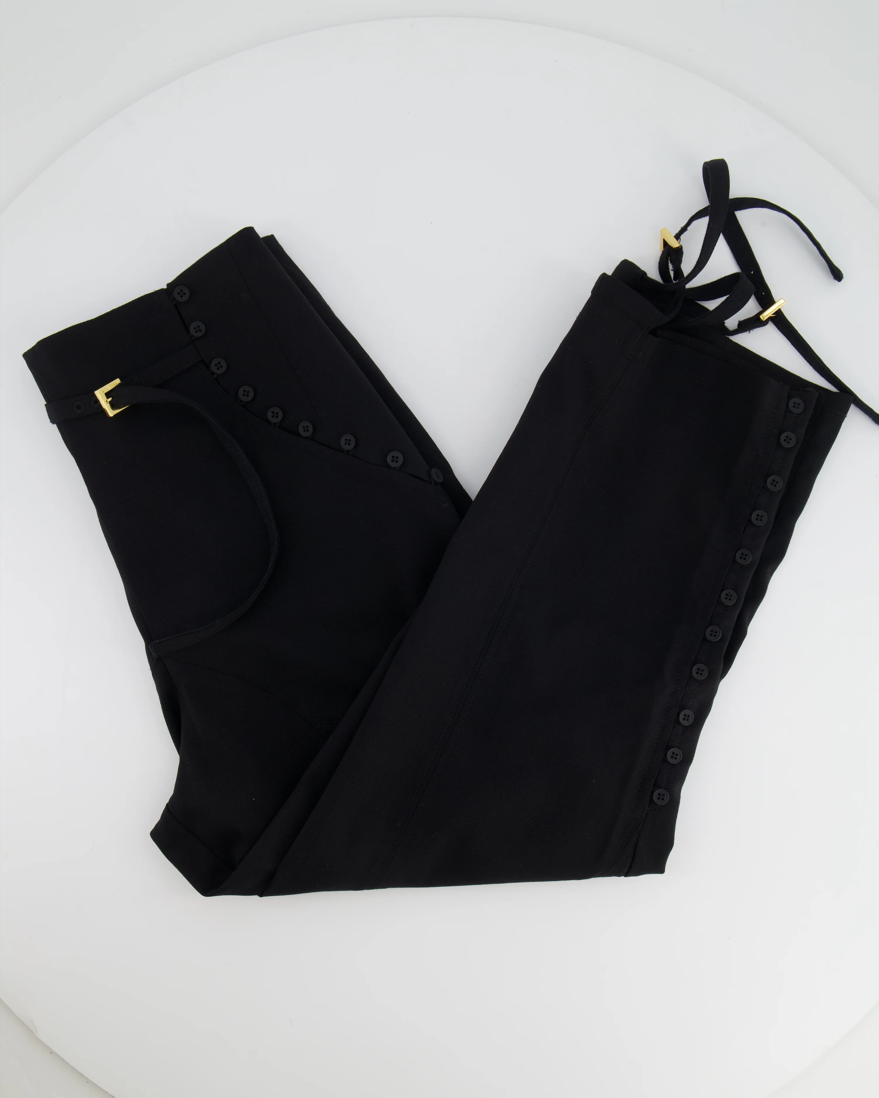 Jacquemus Black Le Caraco Trousers with Button and Buckles Details Size FR 38 (UK 10) - Image 4