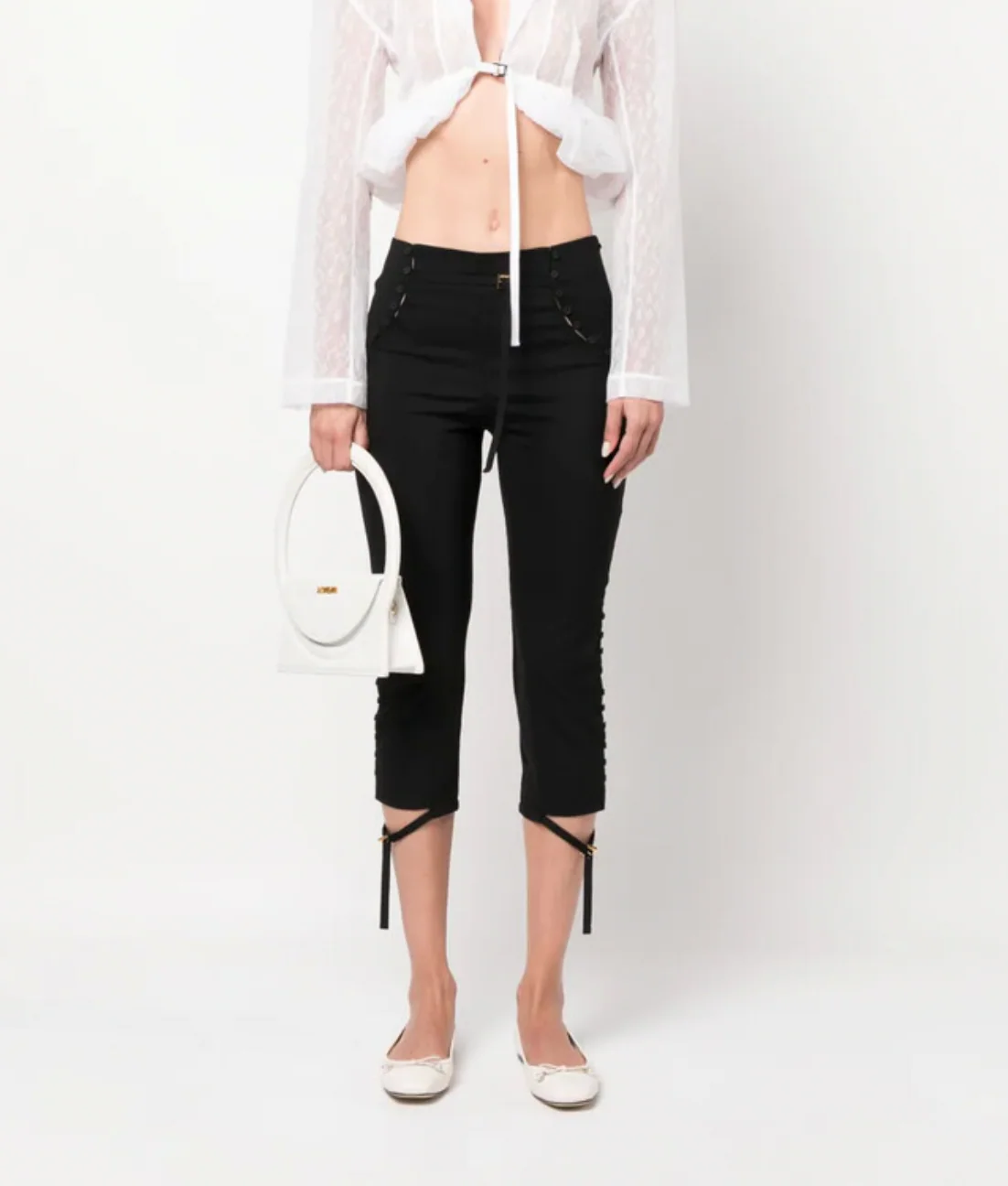Jacquemus Black Le Caraco Trousers with Button and Buckles Details Size FR 38 (UK 10) - Image 7