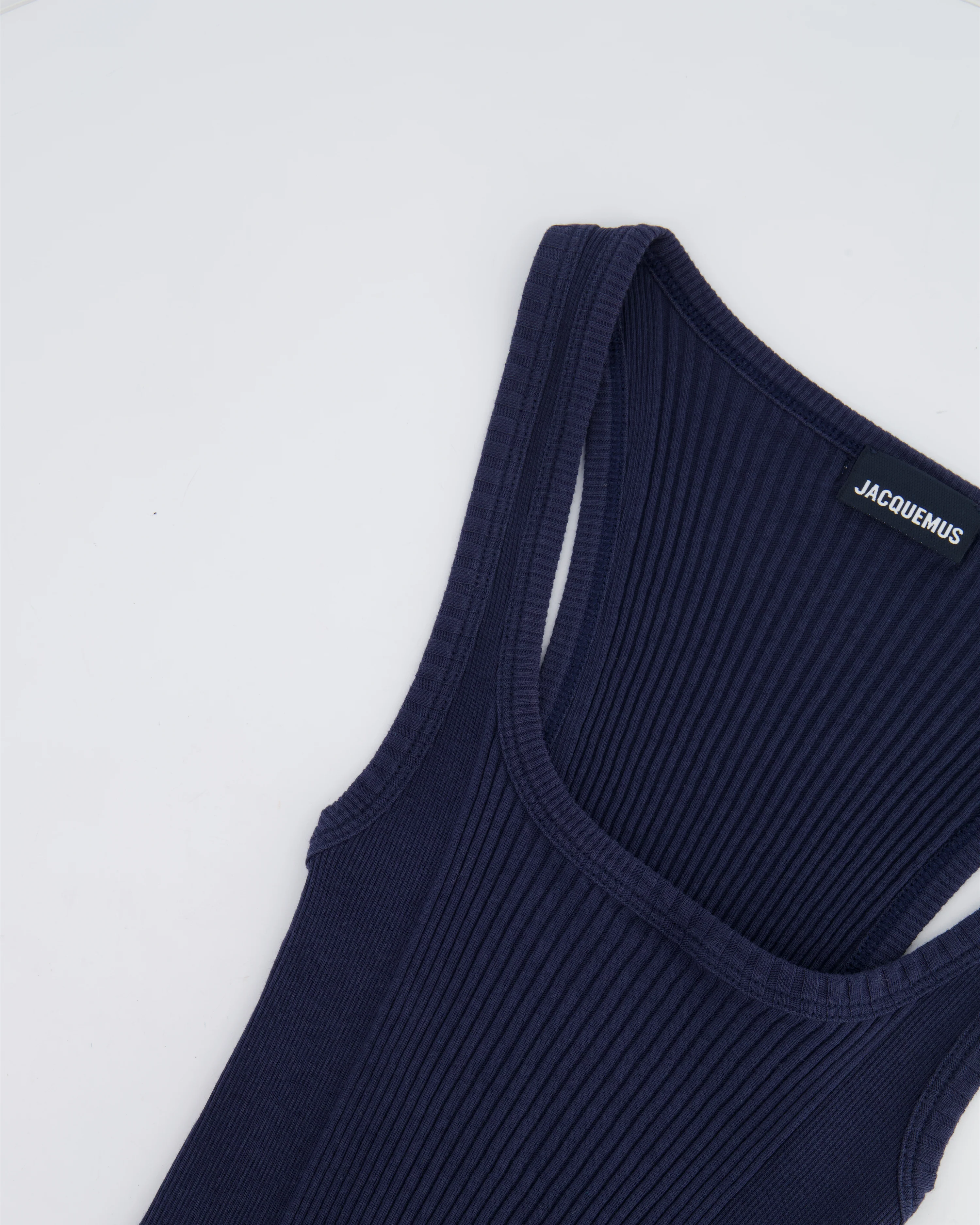 Jacquemus Navy Sleeveless Ribbed Bodysuit with Logo Detail FR 36 (UK 8) RRP £170 - Image 3