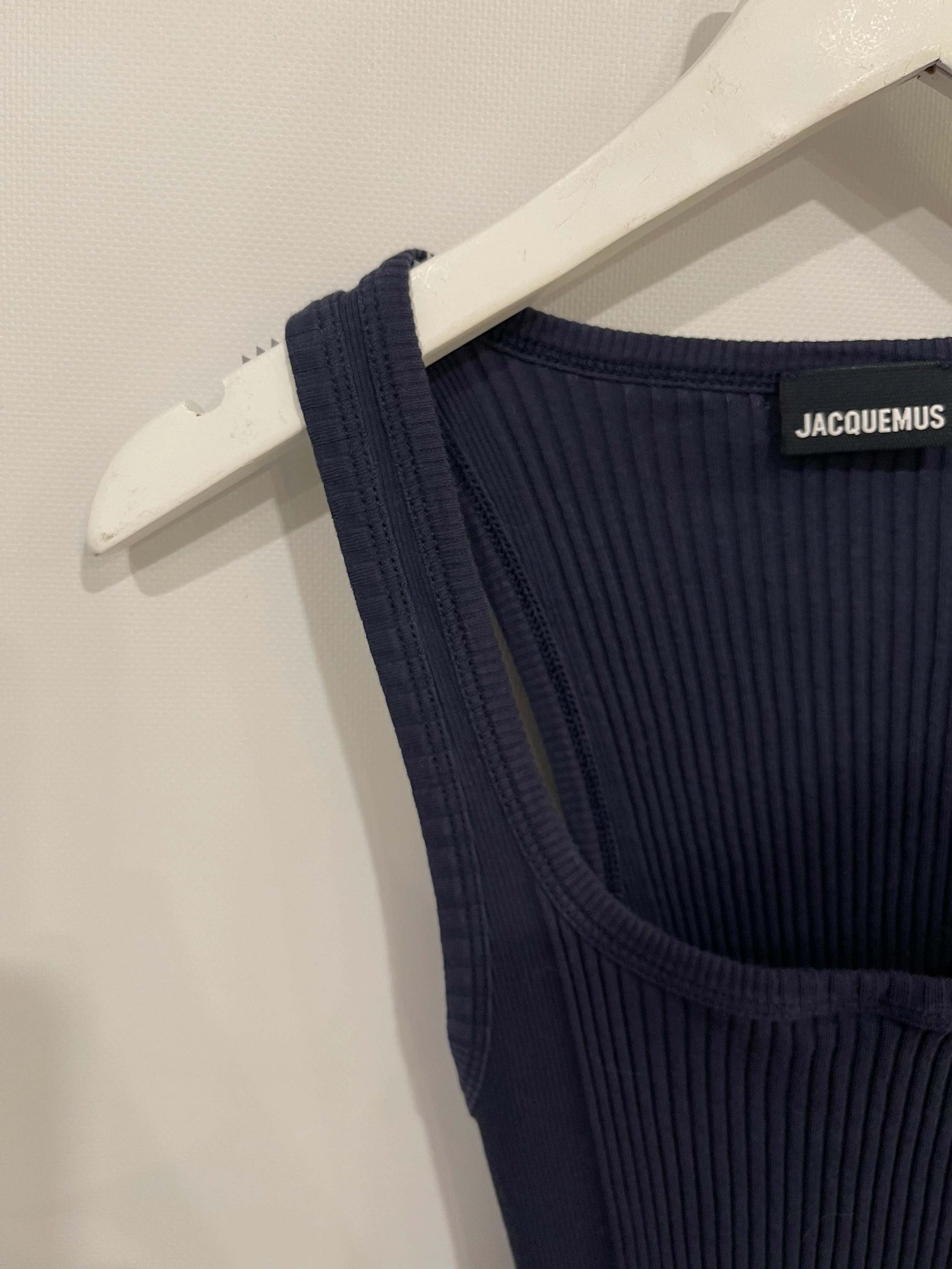 Jacquemus Navy Sleeveless Ribbed Bodysuit with Logo Detail FR 36 (UK 8) RRP £170 - Image 6
