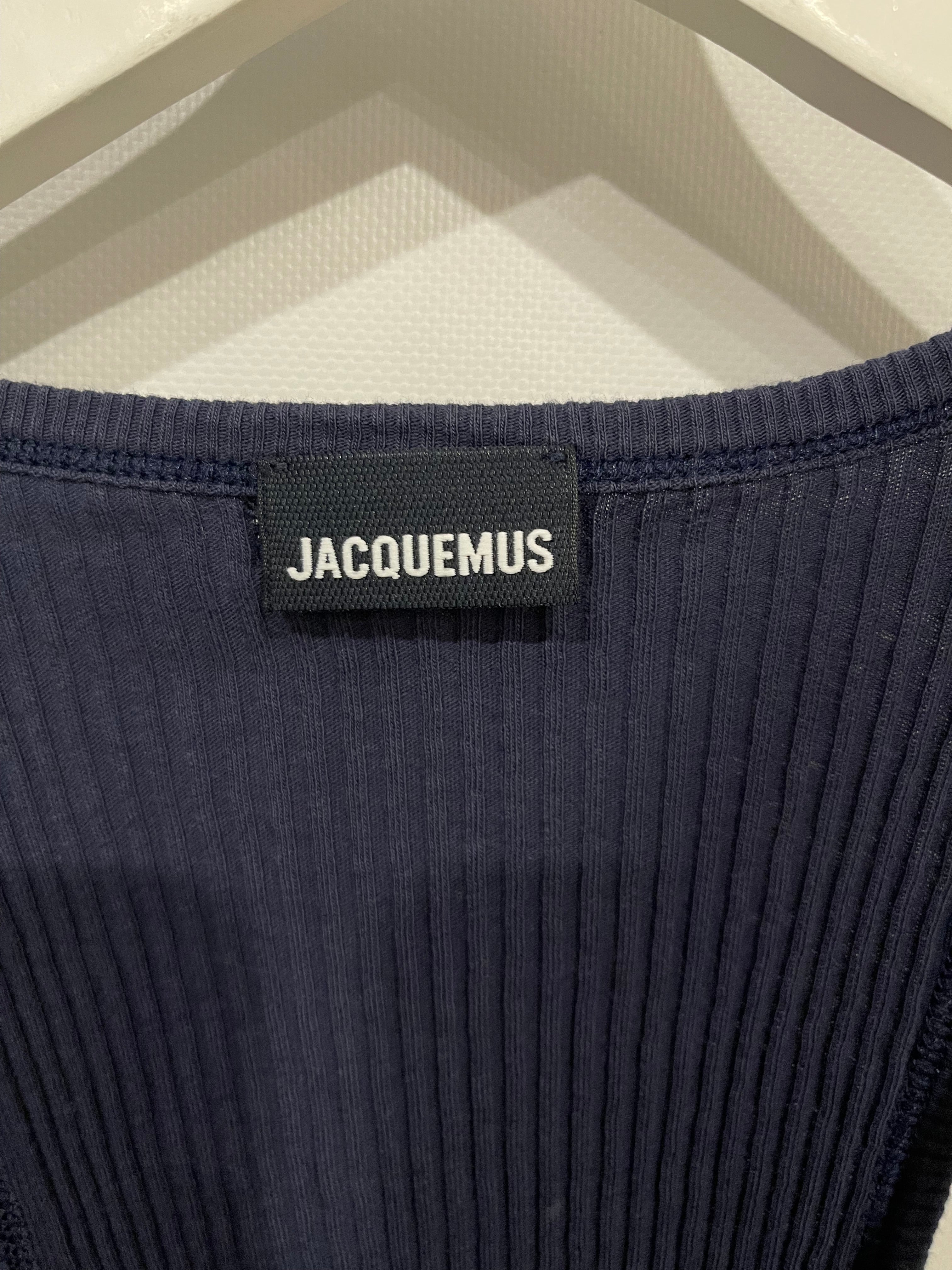 Jacquemus Navy Sleeveless Ribbed Bodysuit with Logo Detail FR 36 (UK 8) RRP £170 - Image 7