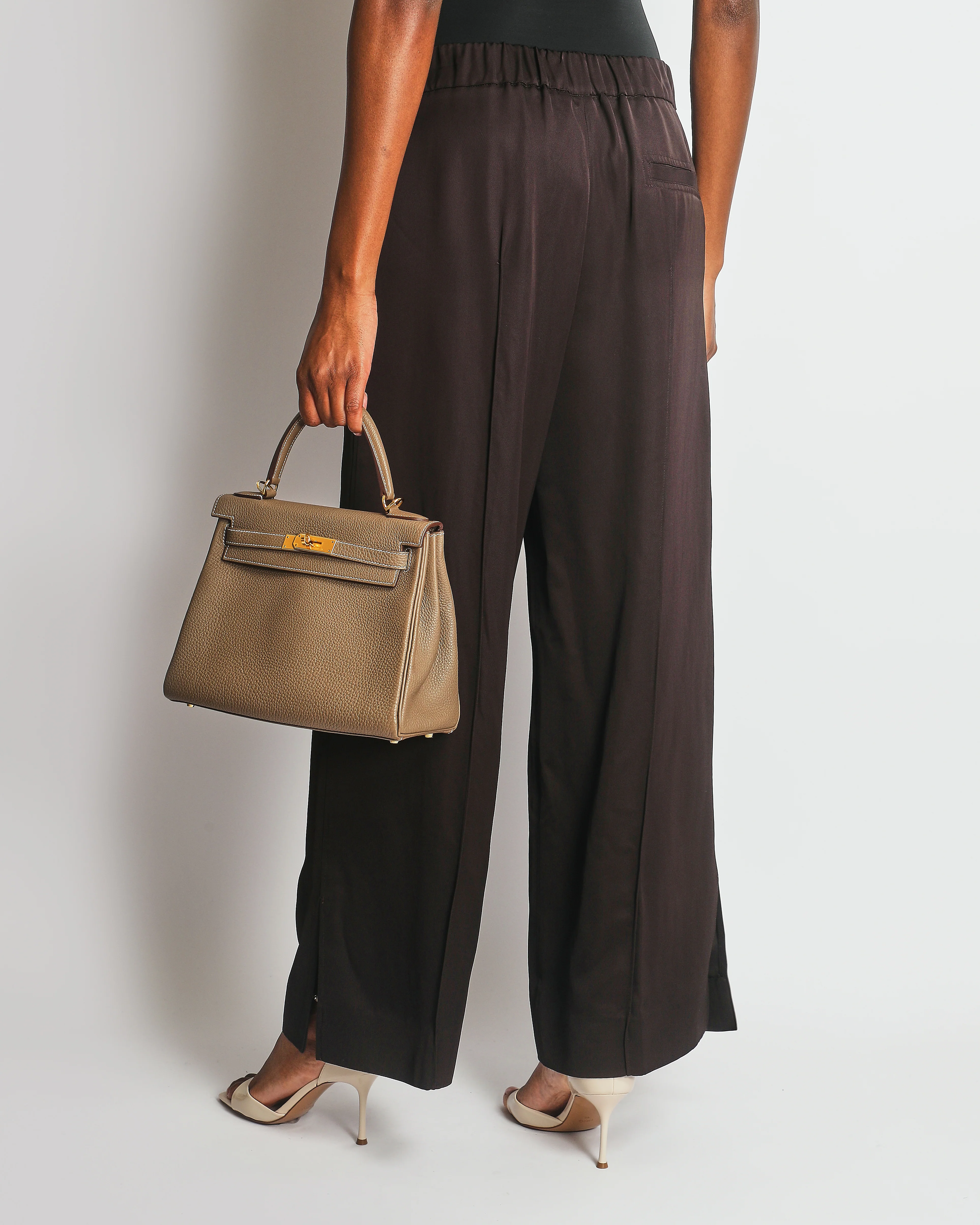 Jil Sander Chocolate Brown Straight Leg Trousers Size UK 12 - Image 2