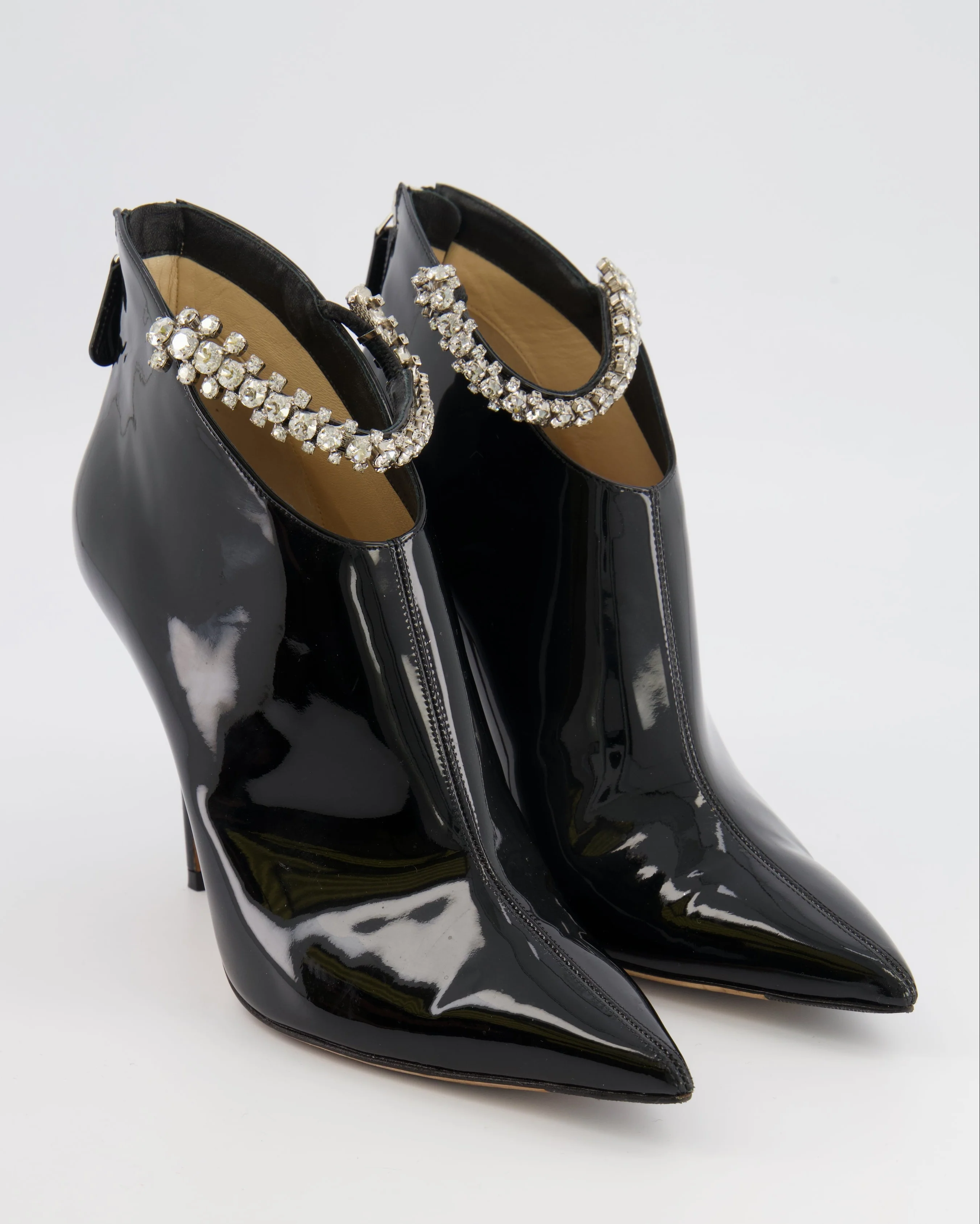 Jimmy Choo Blaize 100 Heeled Ankle Boots in Black Patent Leather with Crystal Embellished Strap Size EU 39.5 RRP £980 - Image 2