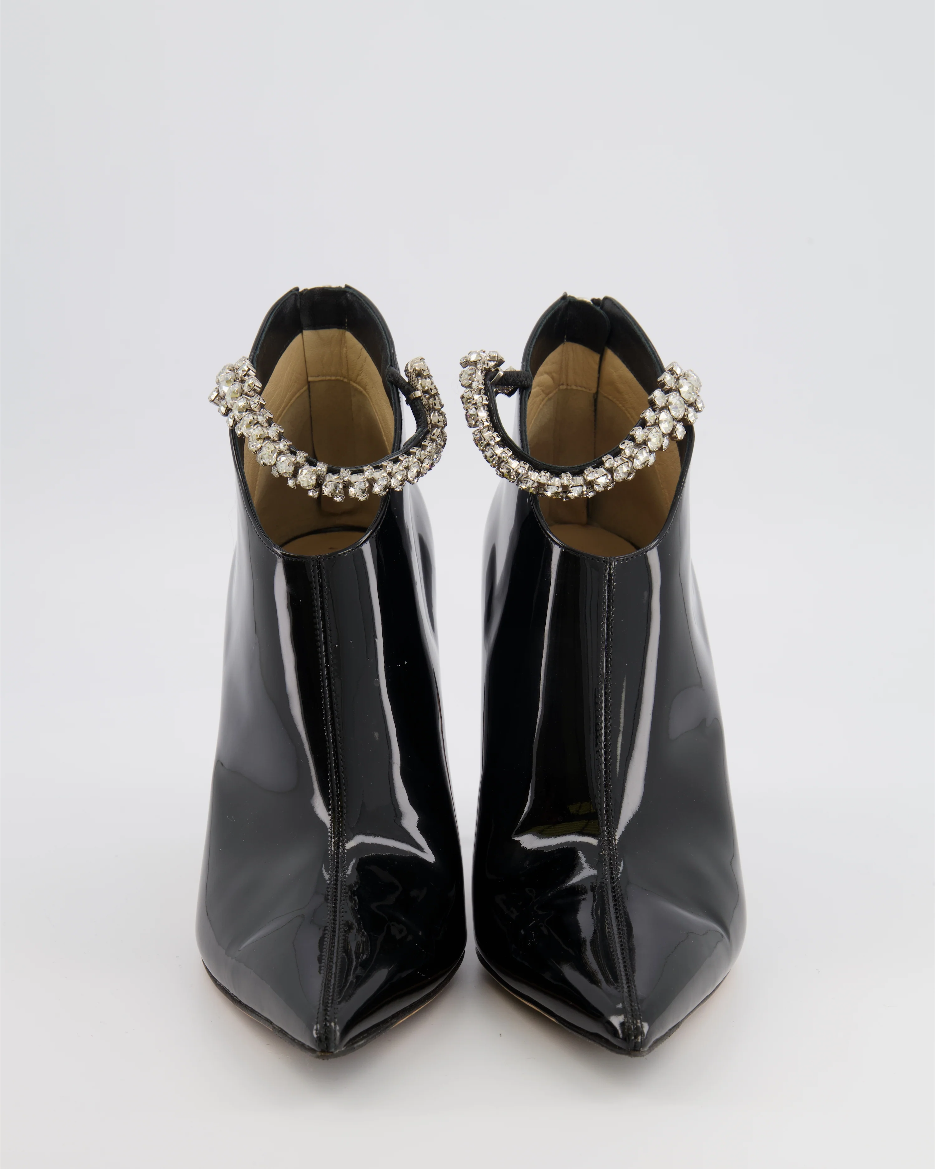 Jimmy Choo Blaize 100 Heeled Ankle Boots in Black Patent Leather with Crystal Embellished Strap Size EU 39.5 RRP £980 - Image 4