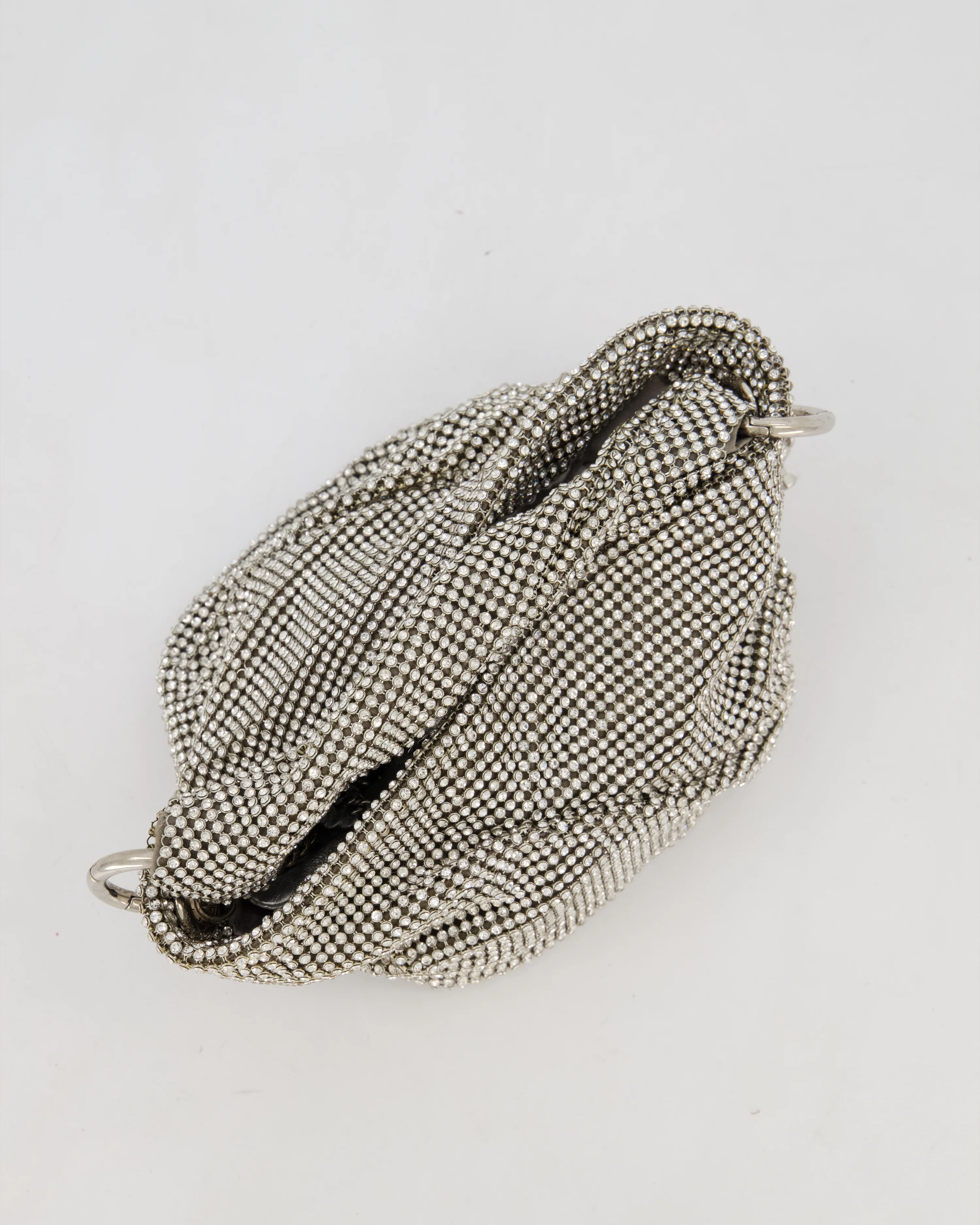 Jimmy Choo Bonny Silver Crystal Embellished Satin Shoulder Bag with Silver - Image 16