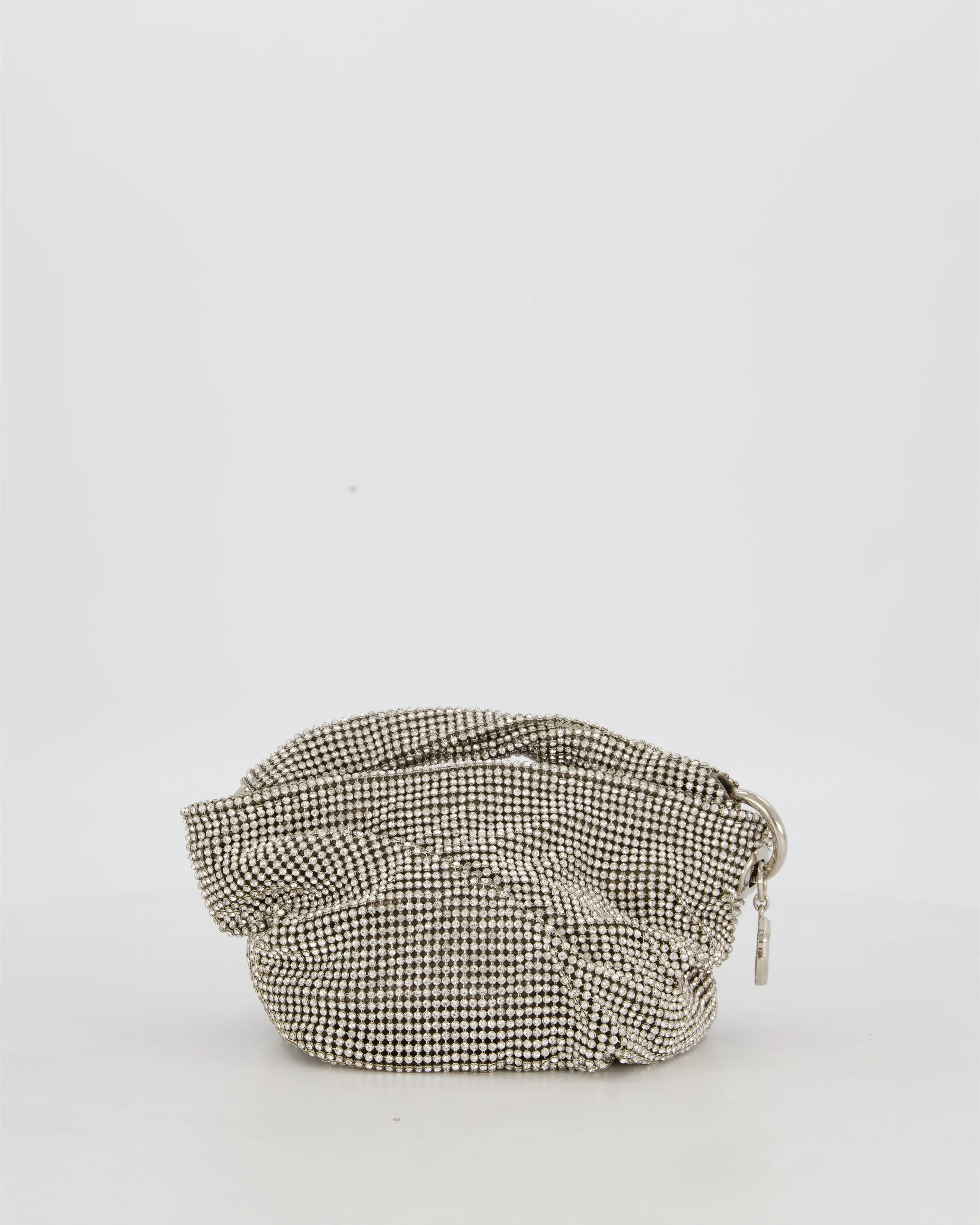 Jimmy Choo Bonny Silver Crystal Embellished Satin Shoulder Bag with Silver - Image 3