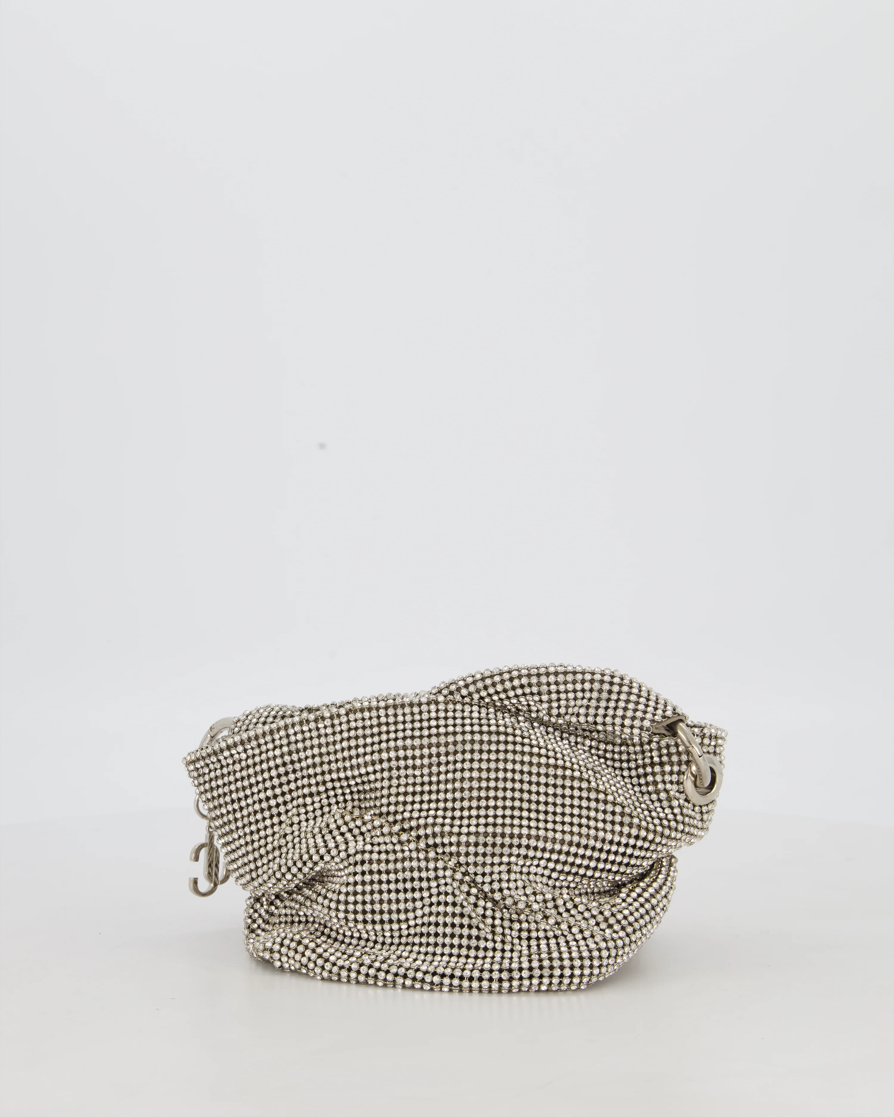 Jimmy Choo Bonny Silver Crystal Embellished Satin Shoulder Bag with Silver - Image 7
