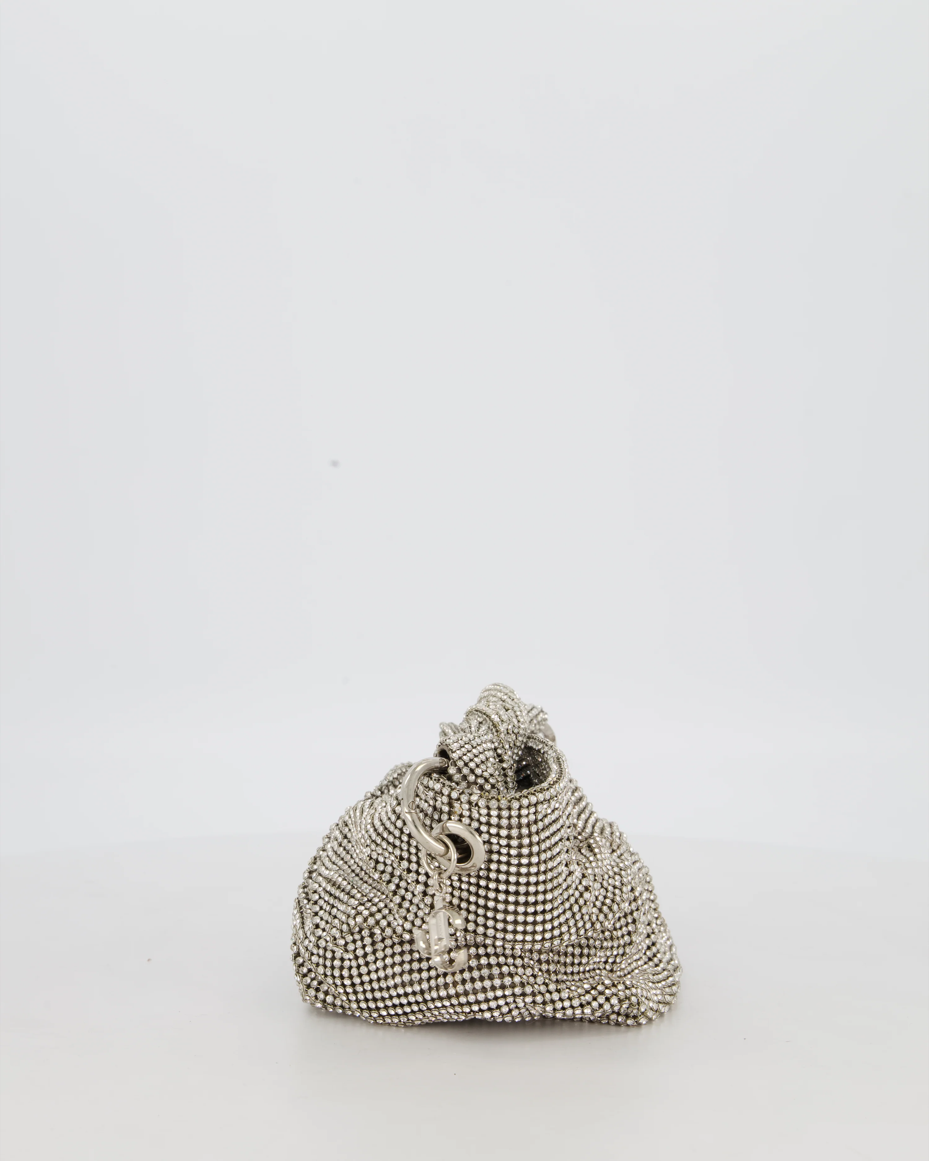 Jimmy Choo Bonny Silver Crystal Embellished Satin Shoulder Bag with Silver - Image 9
