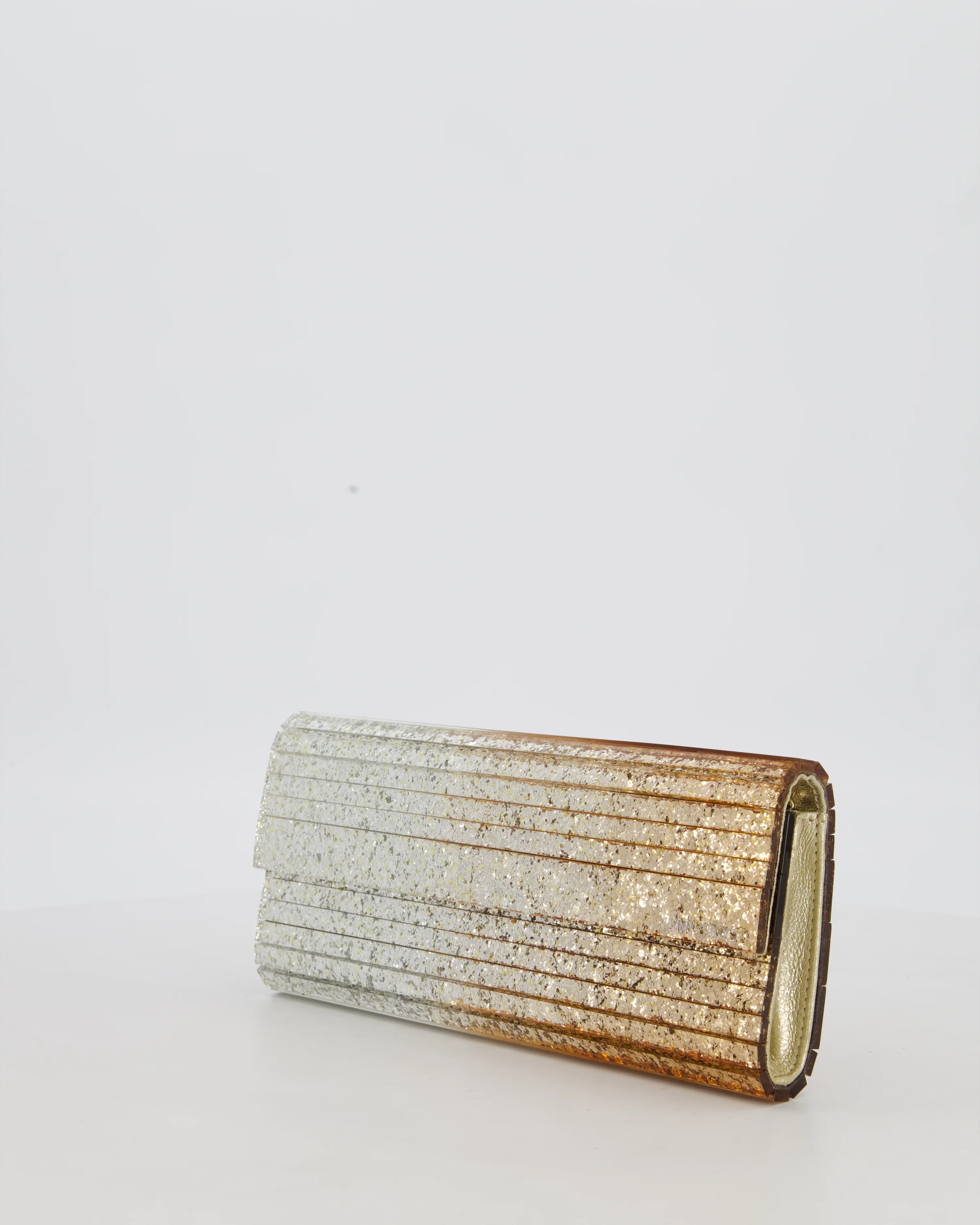 Jimmy Choo Gold Fine Glitter Acrylic Clutch Bag with Gold Chain RRP £650 - Image 10