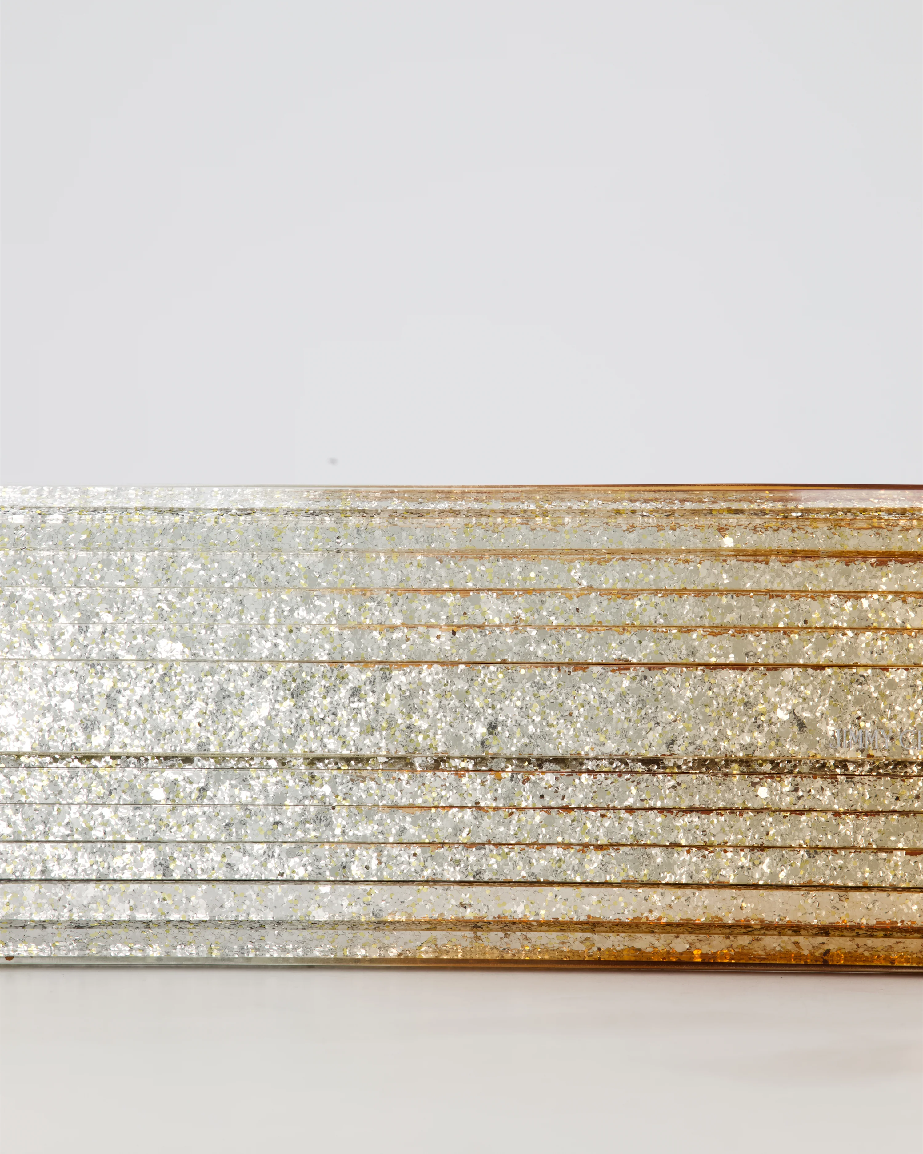 Jimmy Choo Gold Fine Glitter Acrylic Clutch Bag with Gold Chain RRP £650 - Image 15
