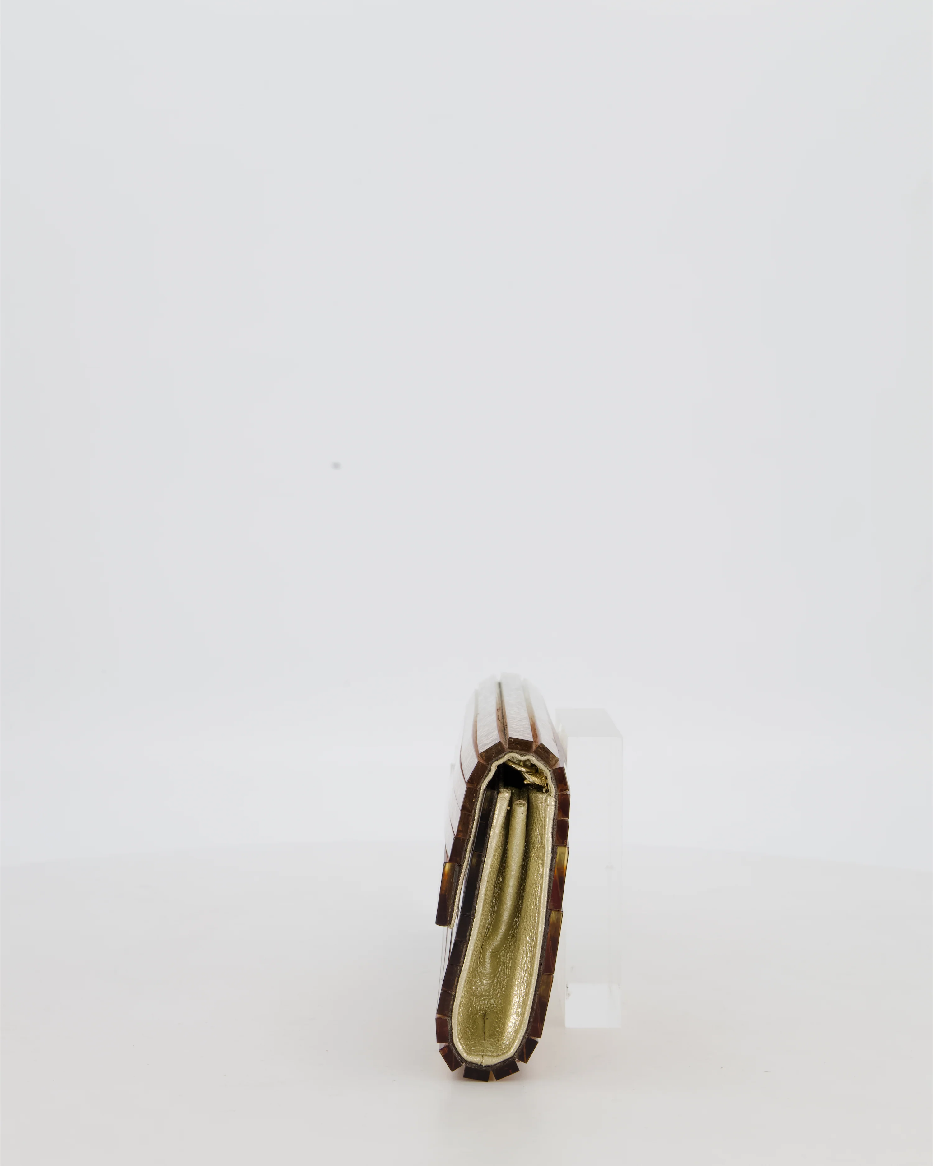 Jimmy Choo Gold Fine Glitter Acrylic Clutch Bag with Gold Chain RRP £650 - Image 9