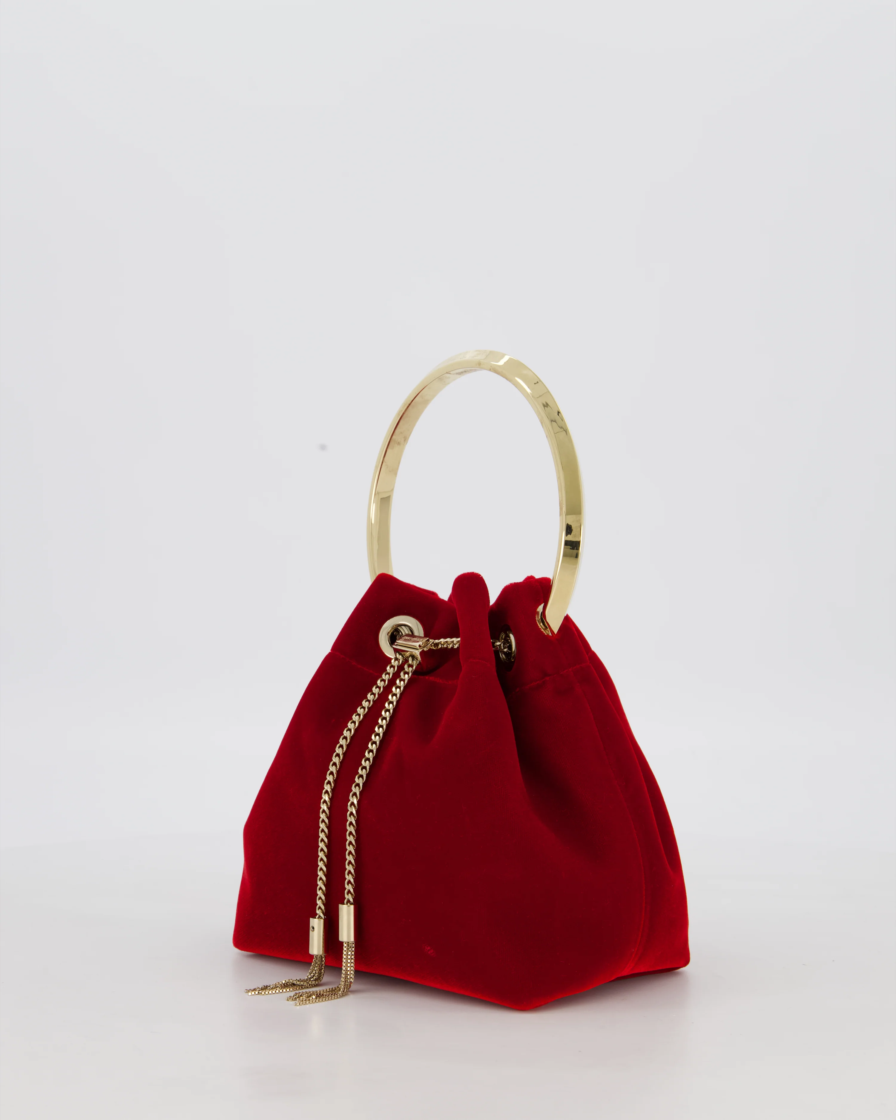 Jimmy Choo Red Velvet Bon Bon Top Handle Bag with Gold Hardware - Image 10
