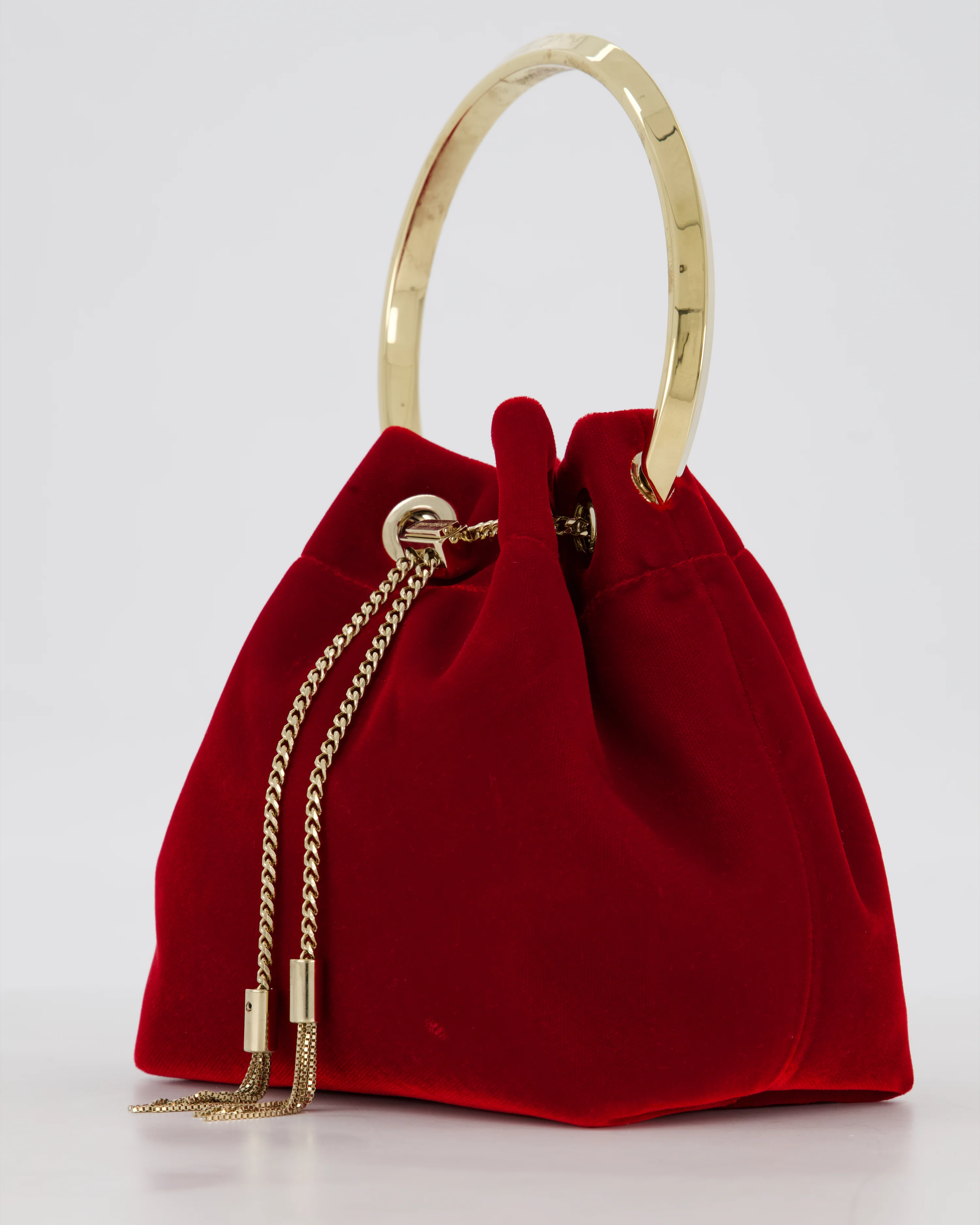 Jimmy Choo Red Velvet Bon Bon Top Handle Bag with Gold Hardware - Image 12