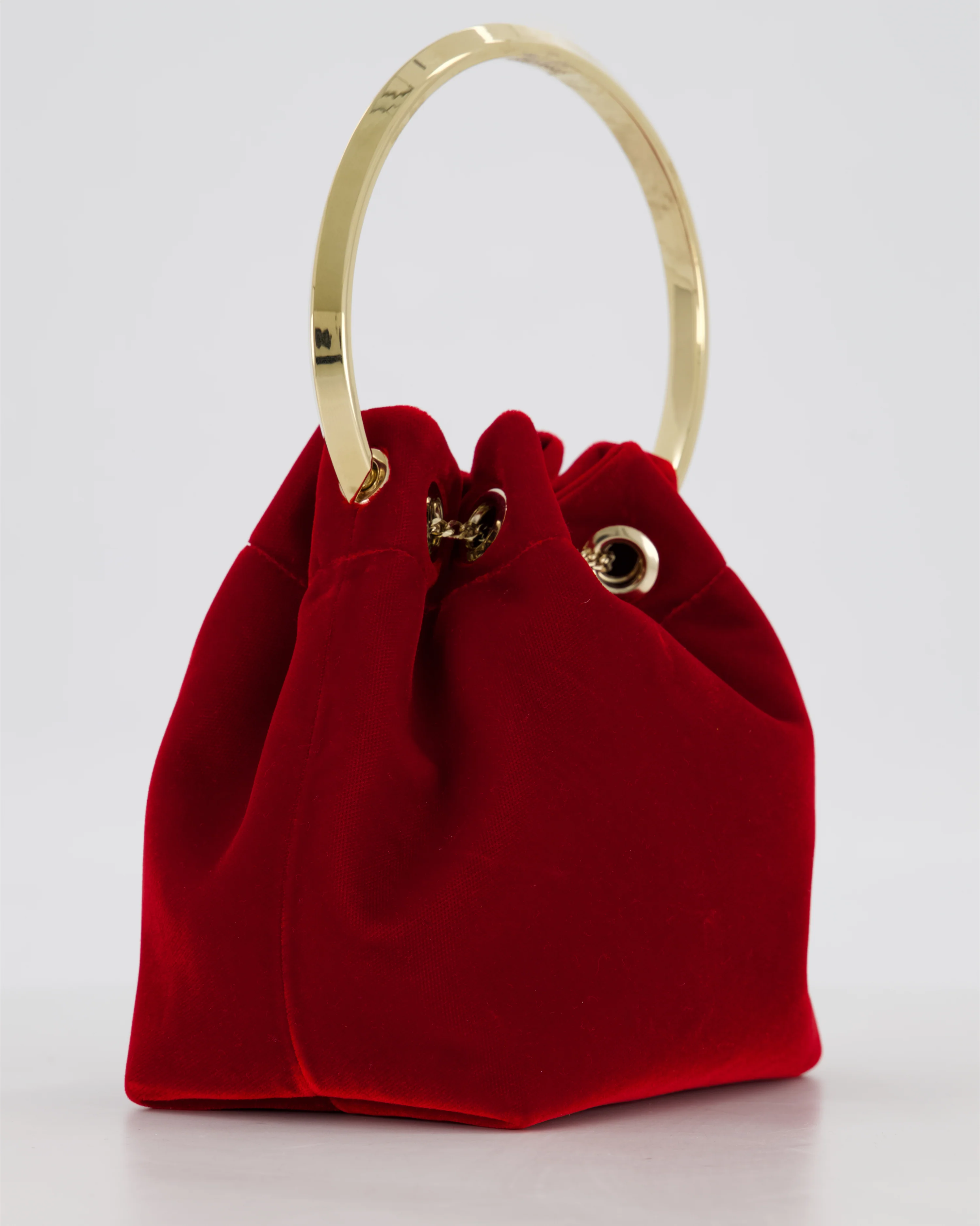 Jimmy Choo Red Velvet Bon Bon Top Handle Bag with Gold Hardware - Image 13
