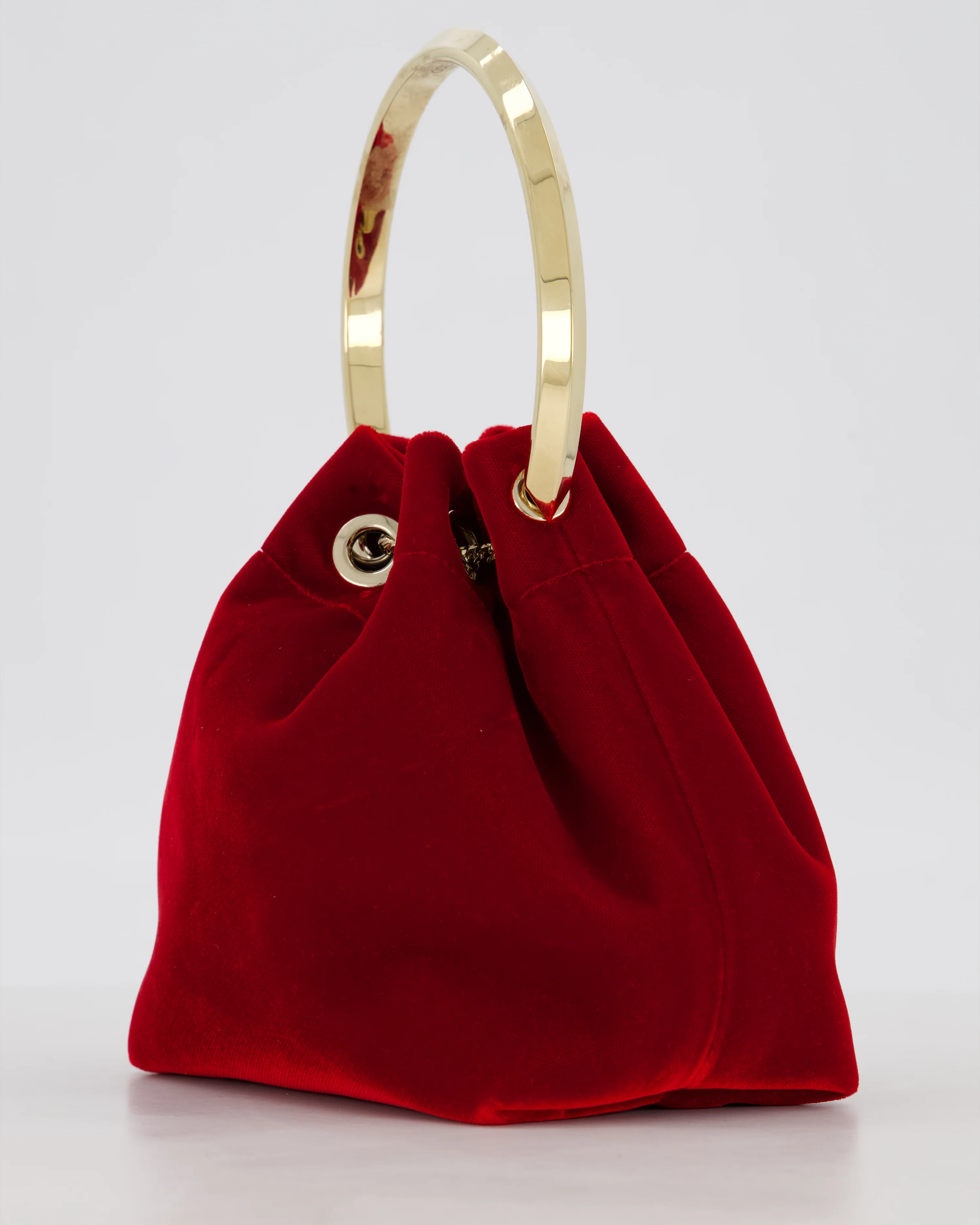 Jimmy Choo Red Velvet Bon Bon Top Handle Bag with Gold Hardware - Image 14