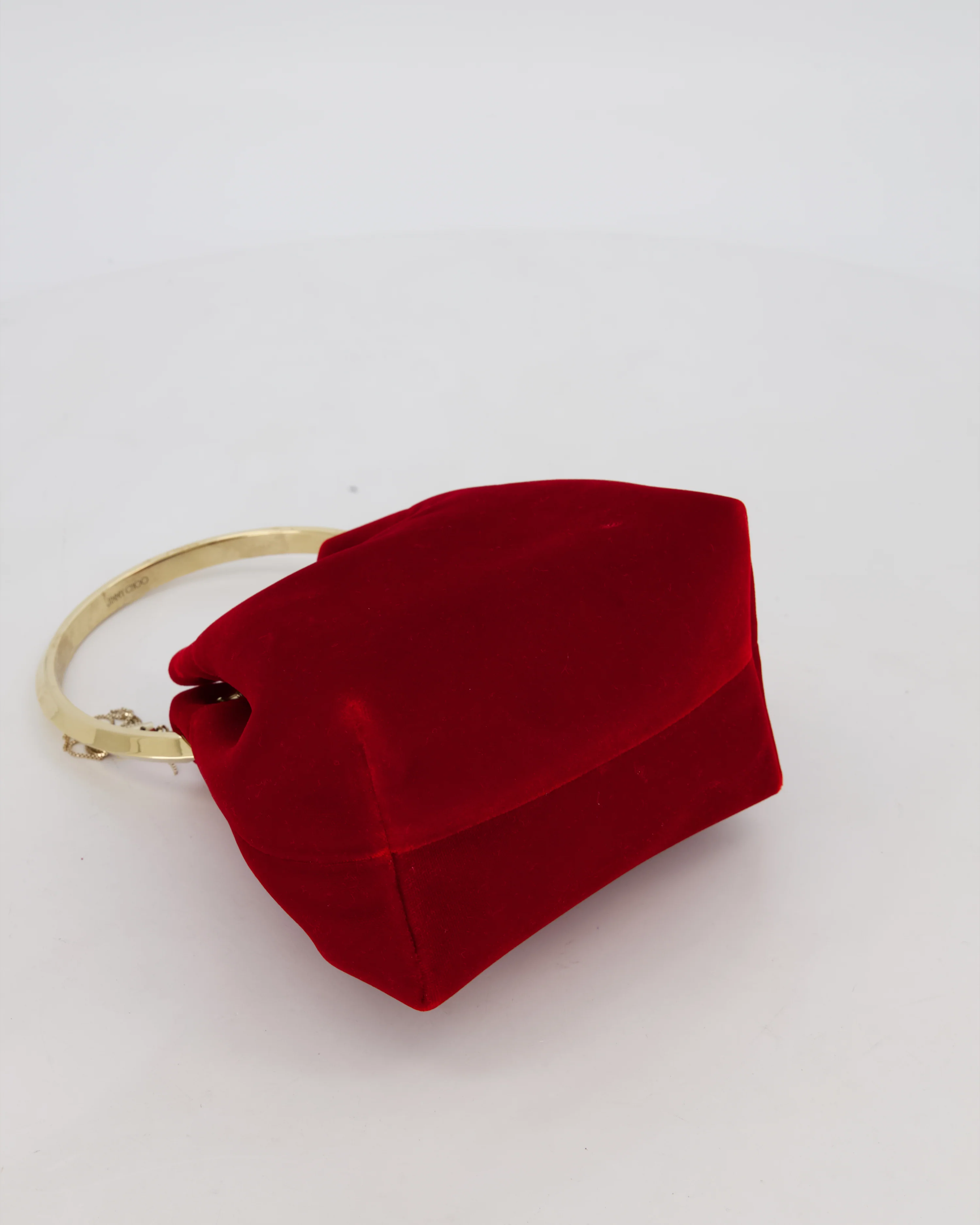 Jimmy Choo Red Velvet Bon Bon Top Handle Bag with Gold Hardware - Image 16