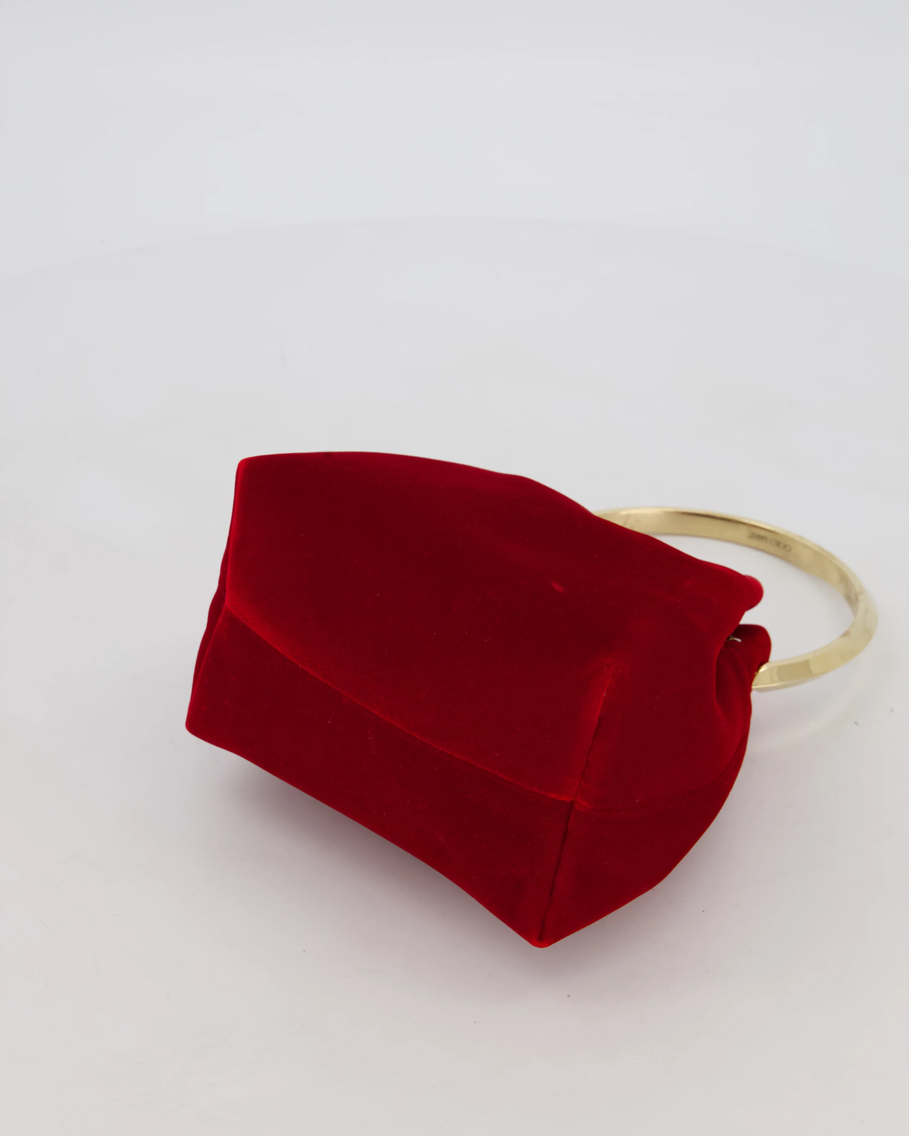 Jimmy Choo Red Velvet Bon Bon Top Handle Bag with Gold Hardware - Image 18