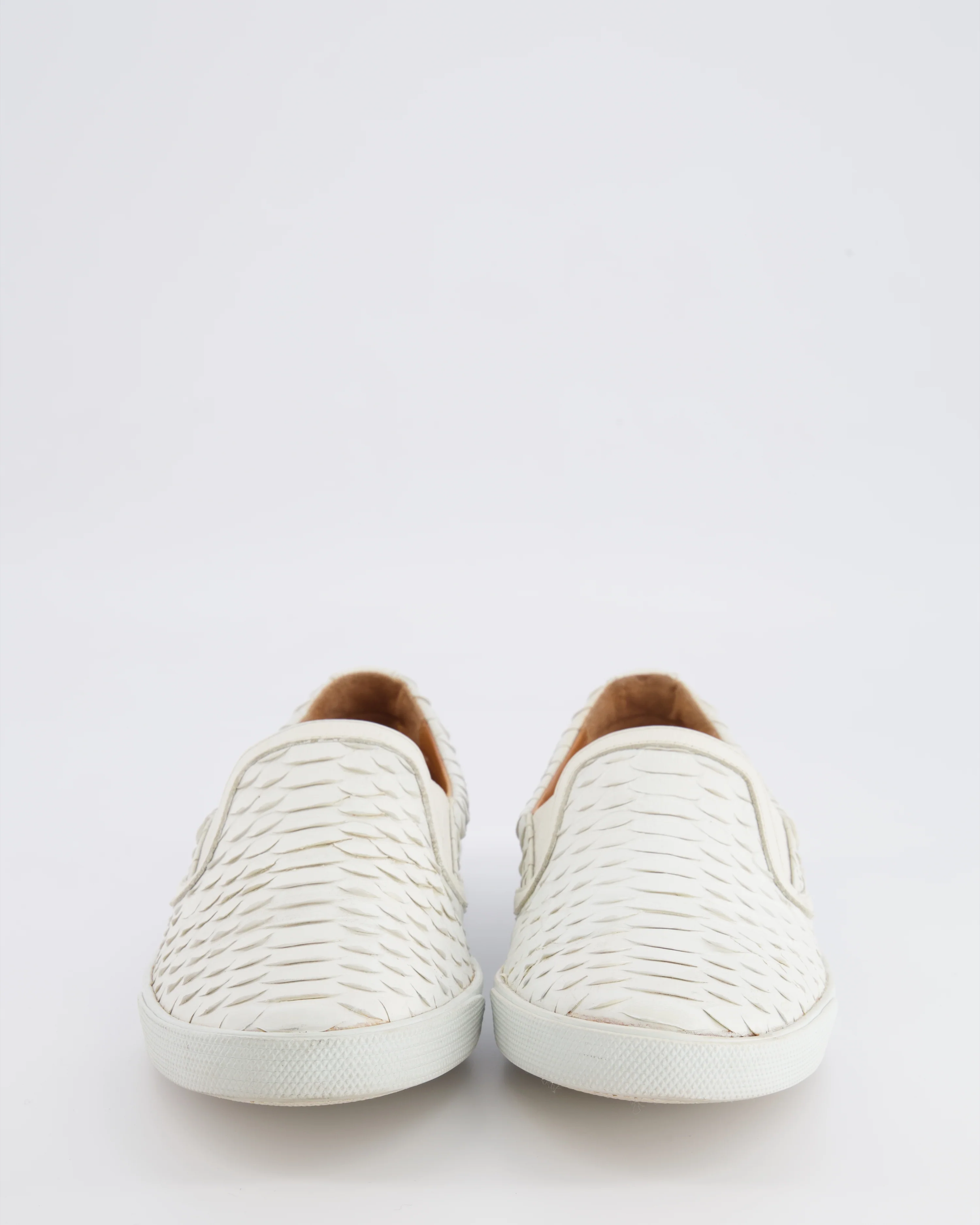 Jimmy Choo White Python Demi Slip-On Trainers with Gold Back Logo Detail Size EU 38.5 - Image 4