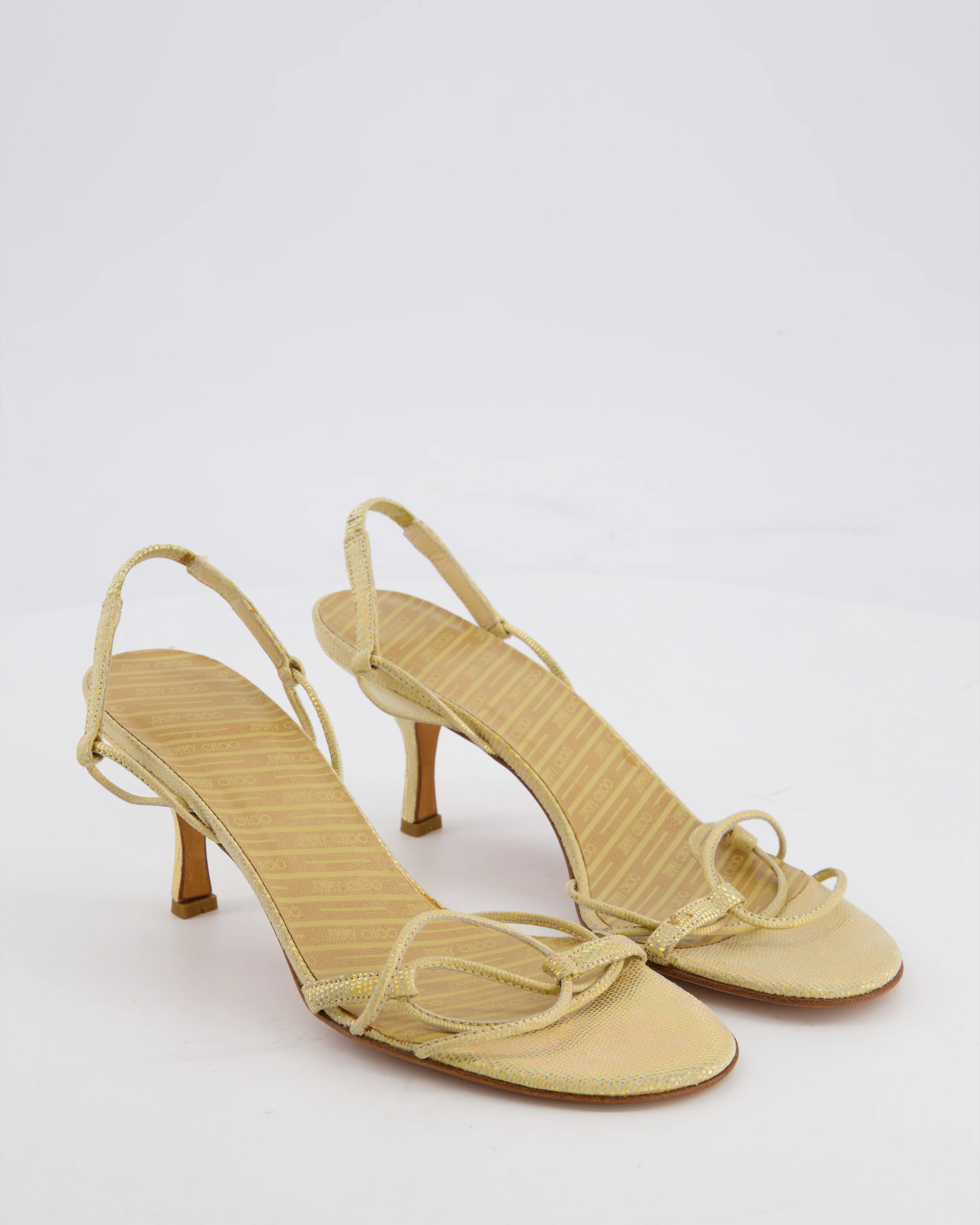 Jimmy Choo Yellow Iridescent Heeled Strappy Sandals Size EU 35 - Image 2