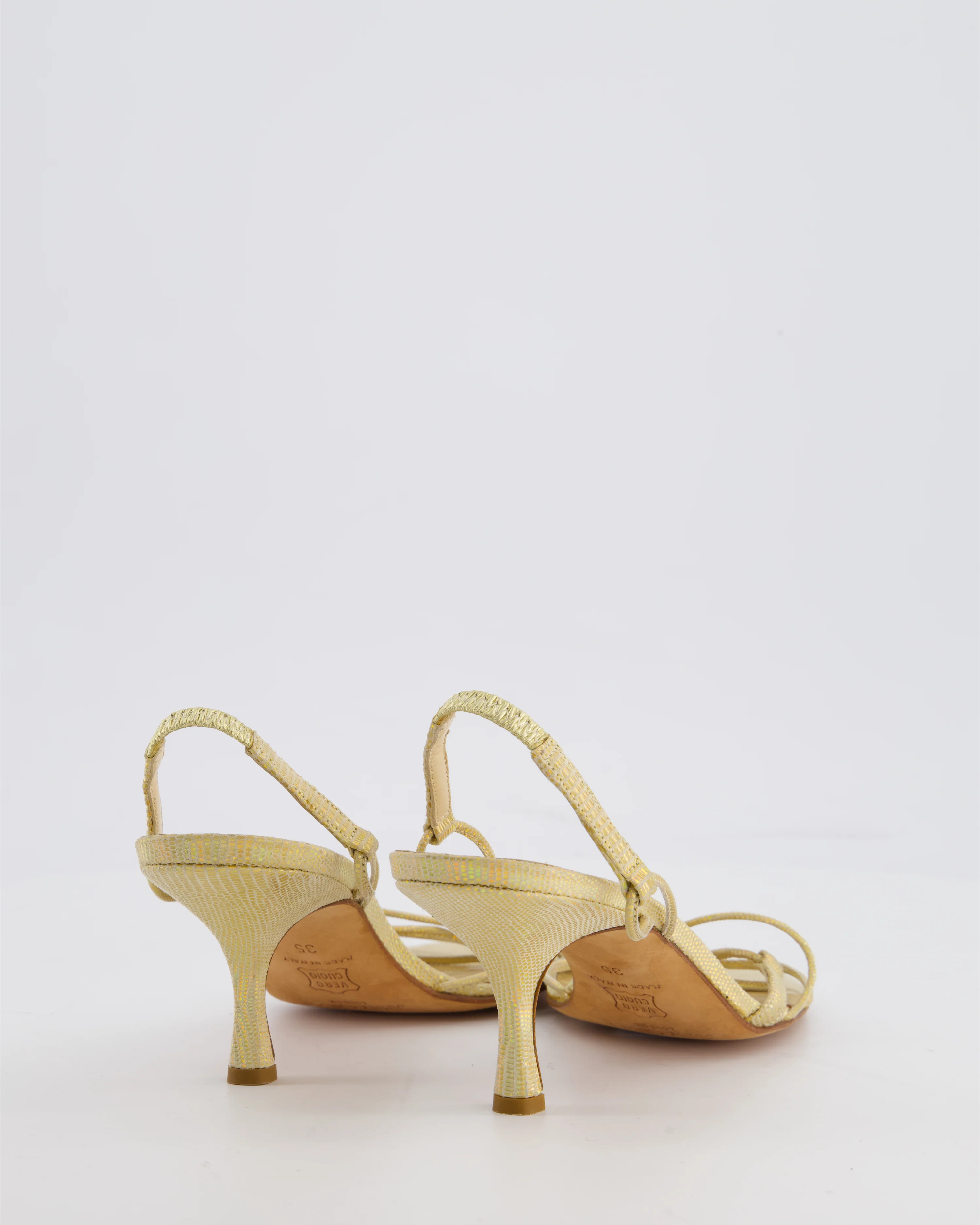 Jimmy Choo Yellow Iridescent Heeled Strappy Sandals Size EU 35 - Image 3