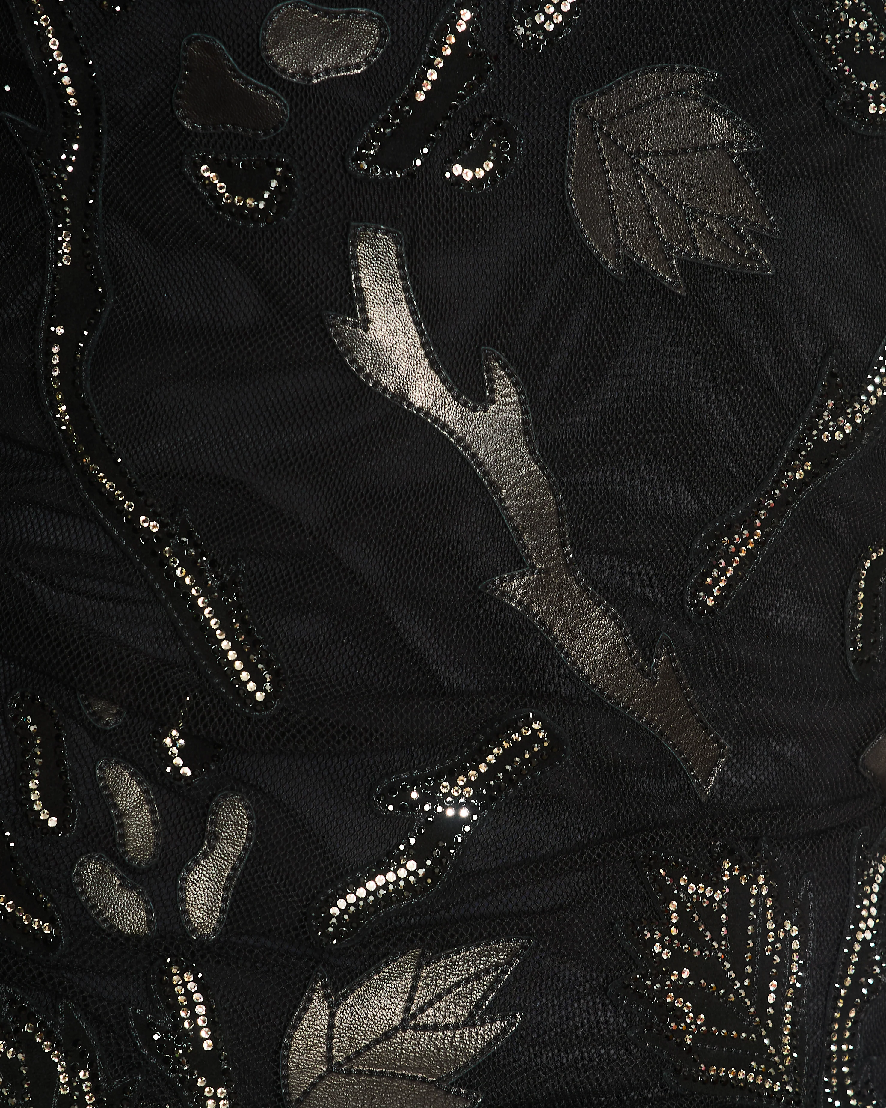Jitrois Black Leather and Mesh Mini Dress with Crystal Embellished Suede Appliques Size FR 36 (UK 8) - Image 3