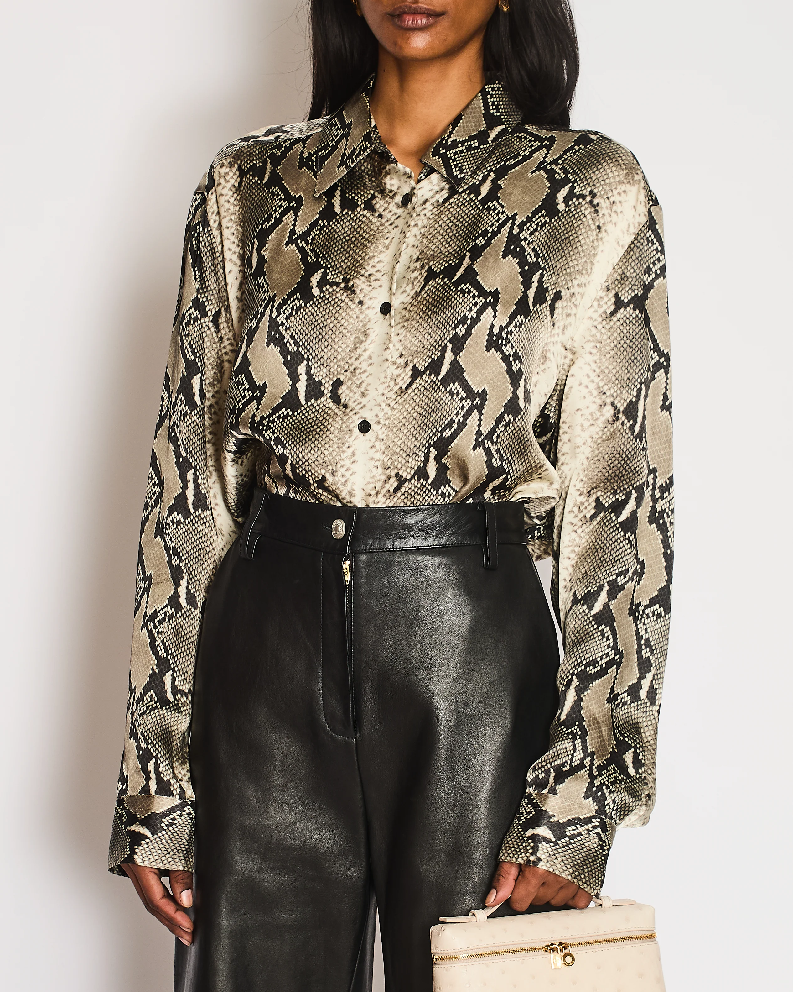 Khaite Grey Snakeskin Print Shirt Size UK 8