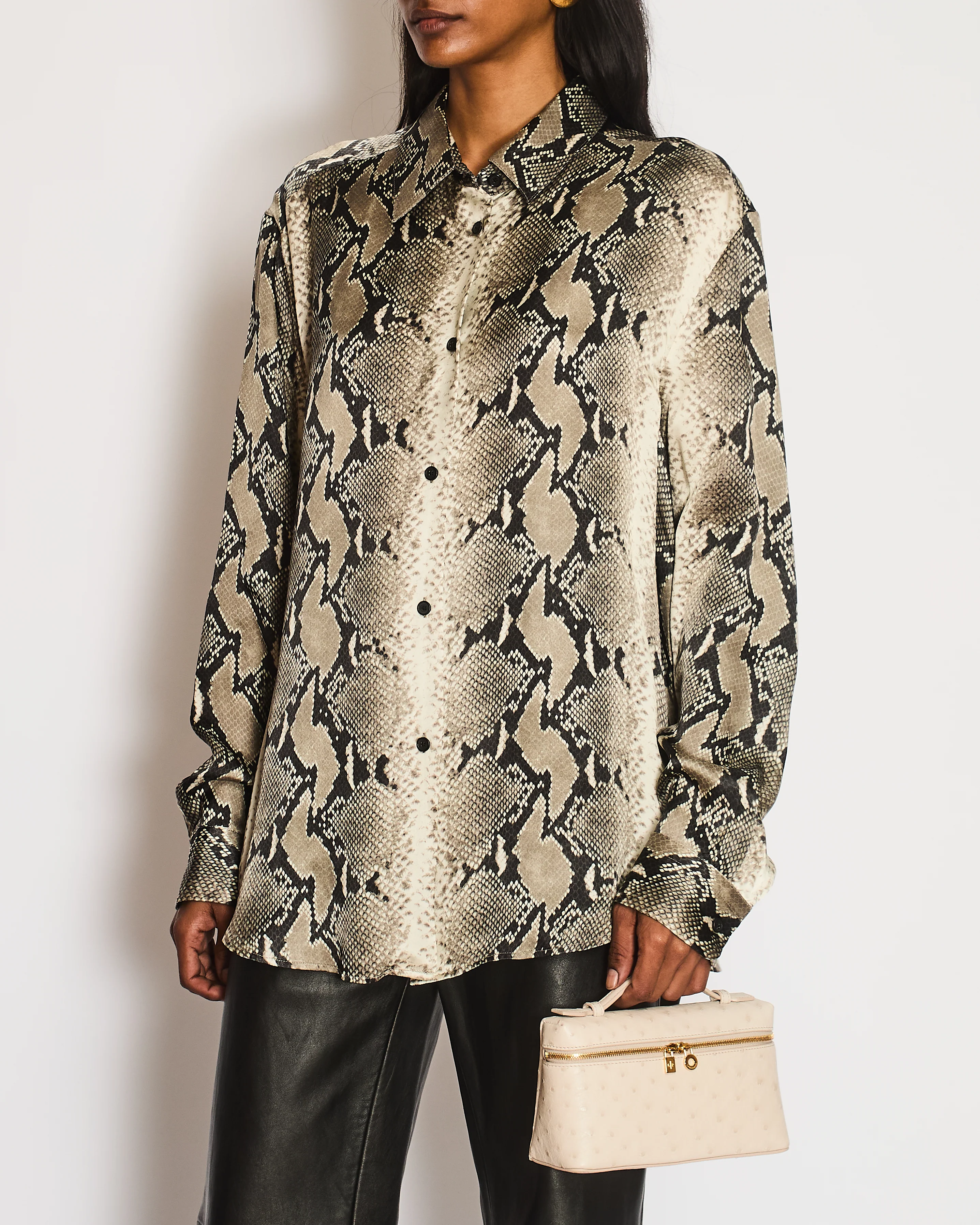 Khaite Grey Snakeskin Print Shirt Size UK 8 - Image 2